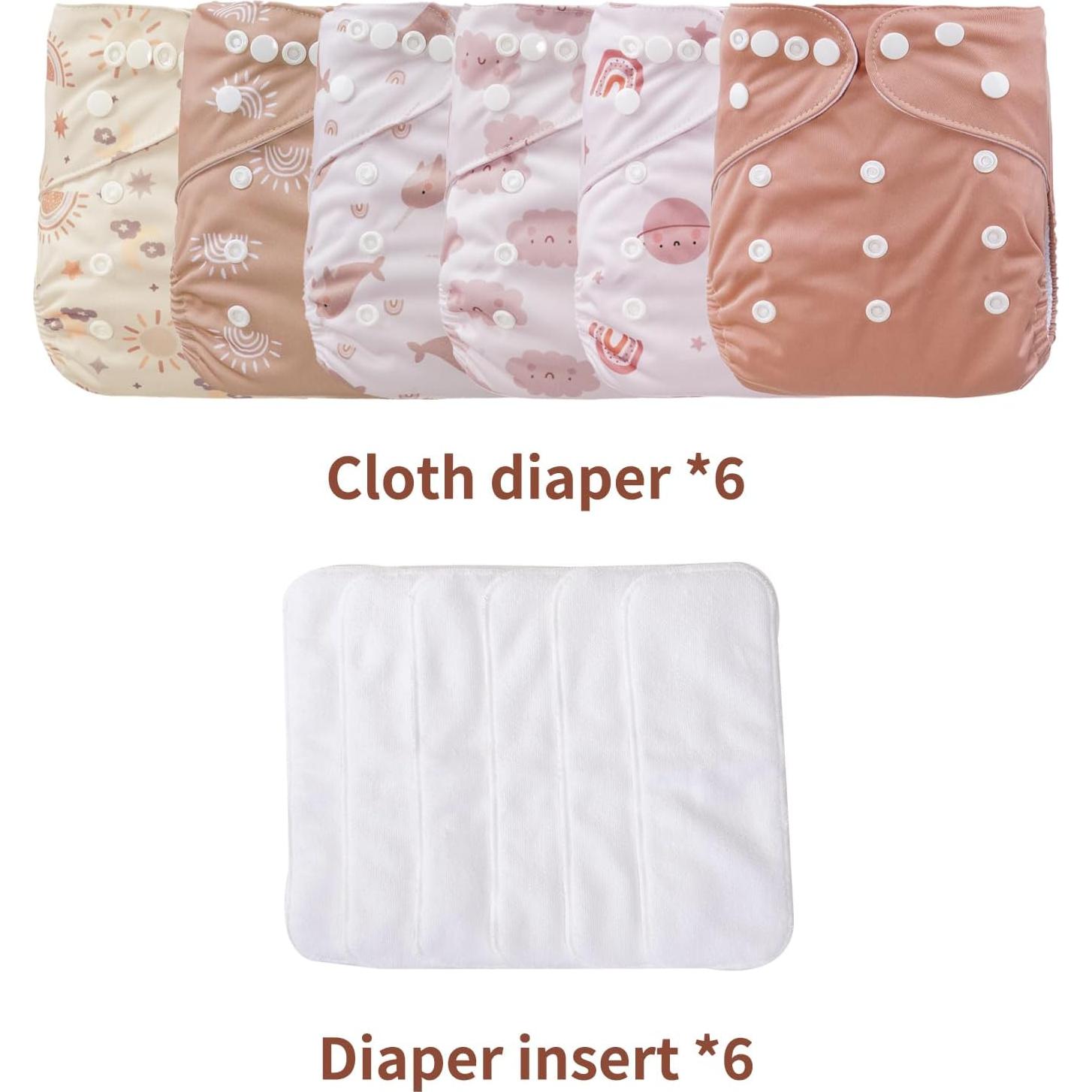 Set de 12 Pañales de Tela Reutilizables CoolaPeach Rosa