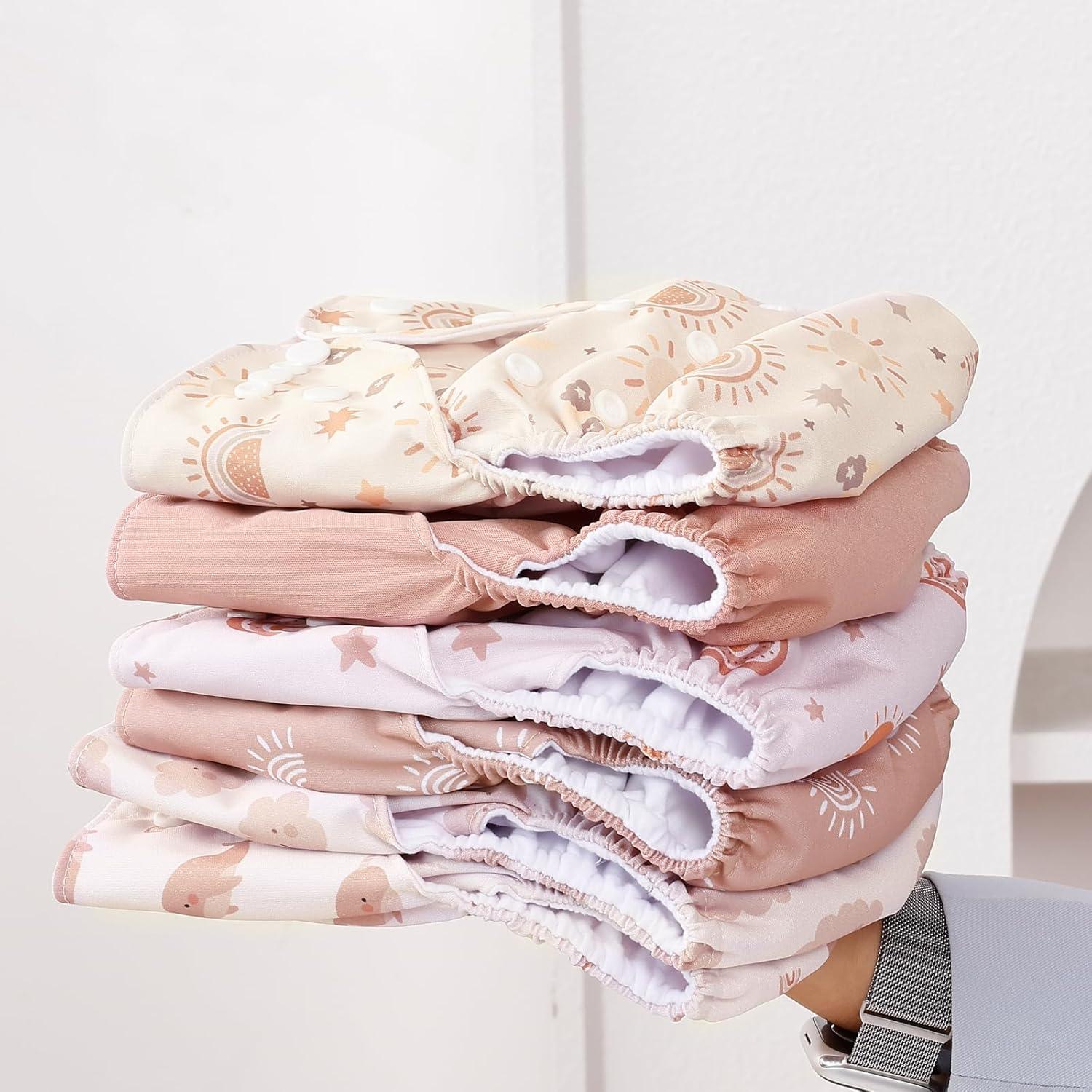 Set de 12 Pañales de Tela Reutilizables CoolaPeach Rosa