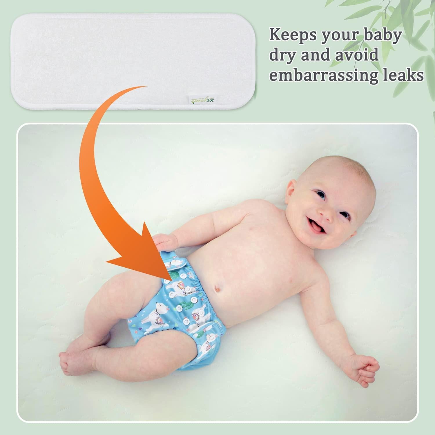 Inserciones Reutilizables Wegreeco 12 Piezas 34x13 cm para Pañales de Tela