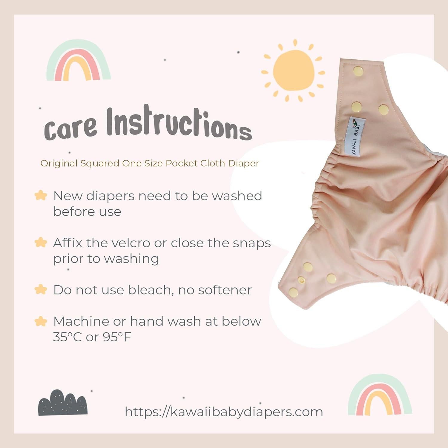 Pañales de Tela Reutilizables KaWaii HD2 - Pack de 6