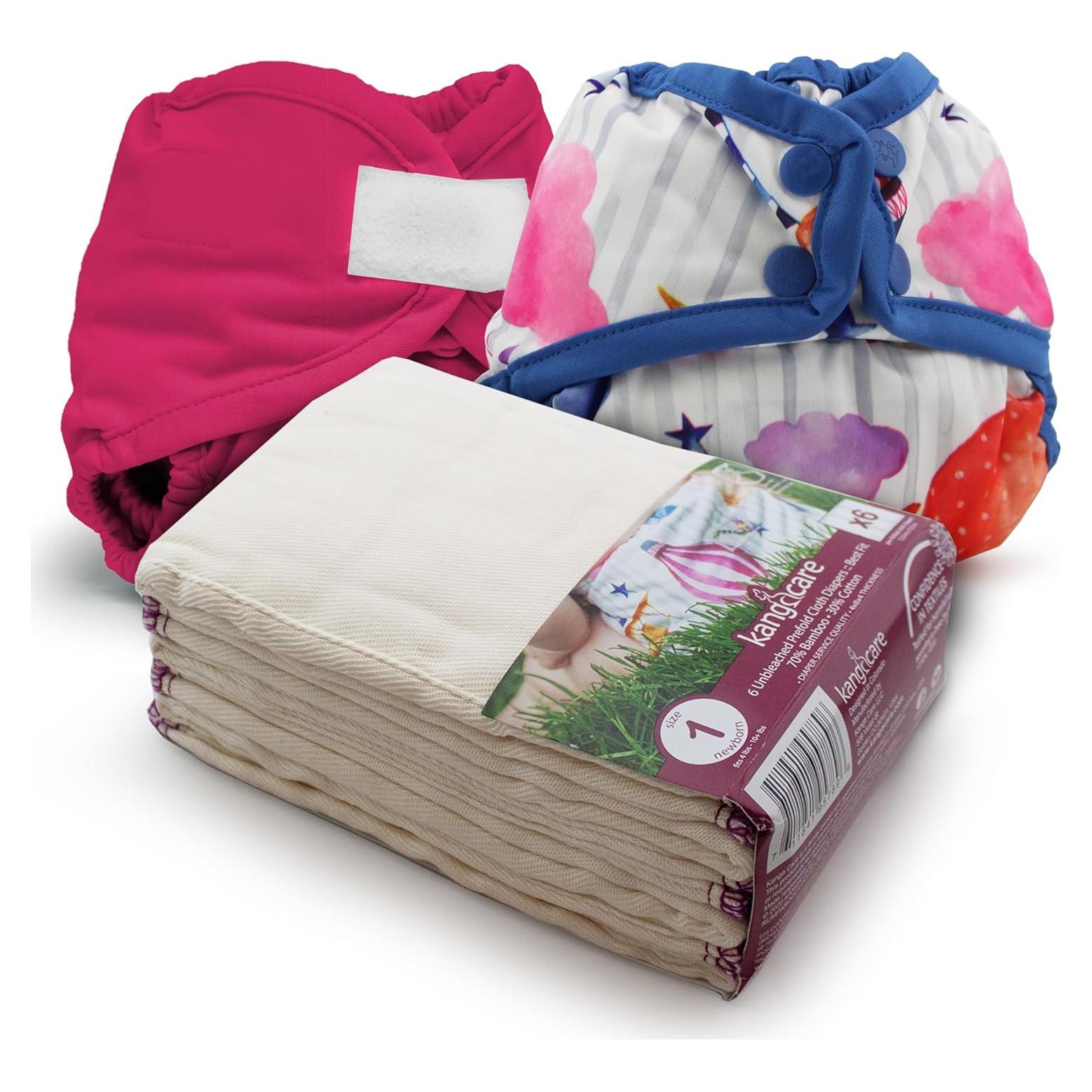 Paquete de Pañales de Tela Kanga Care Tamaño 1 + 2 Cubiertas