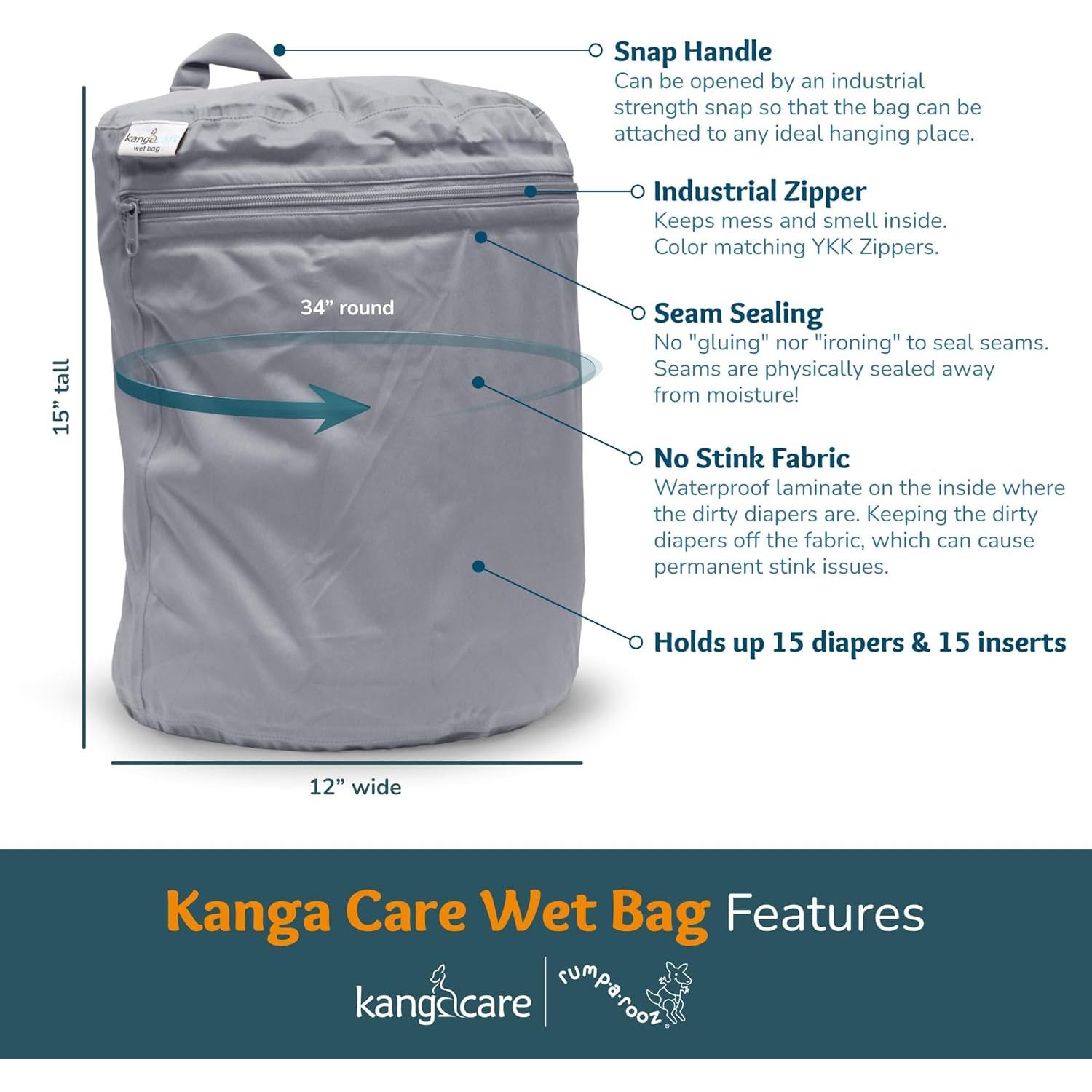 Bolsa Húmeda Kanga Care 3D a Prueba de Agua 39x27 cm Fantasma