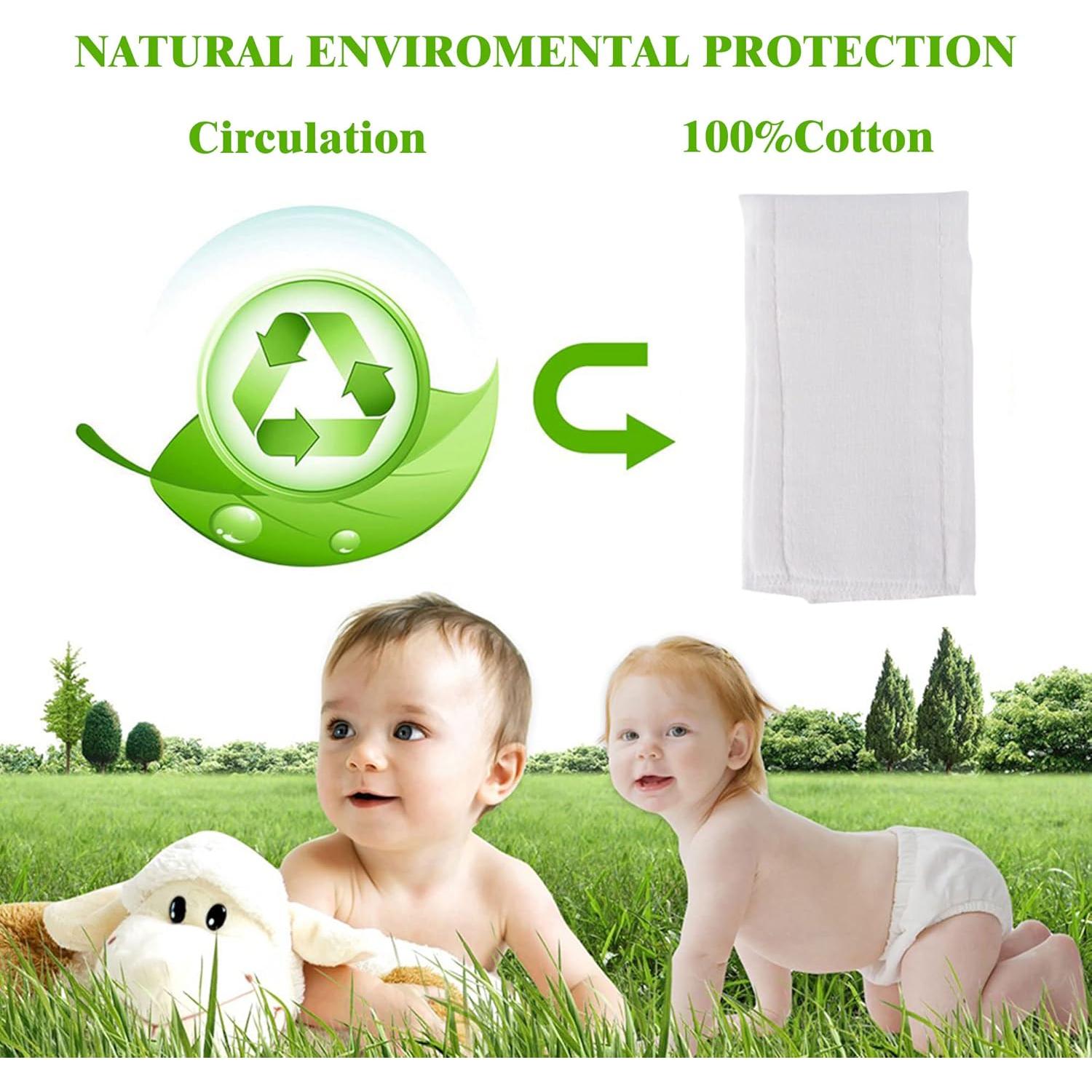 Pañales de Tela Prefold 100% Algodón Fasoar 10 Piezas 50.8x35.6cm