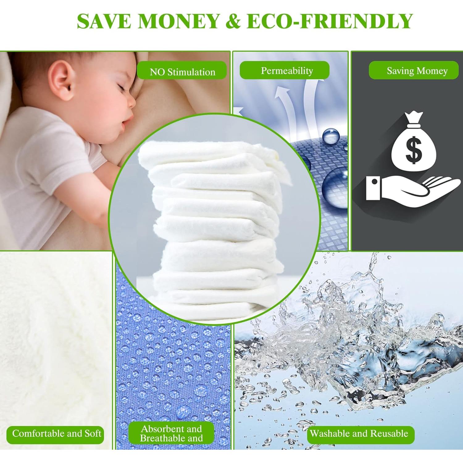 Pañales de Tela Prefold 100% Algodón Fasoar 10 Piezas 50.8x35.6cm