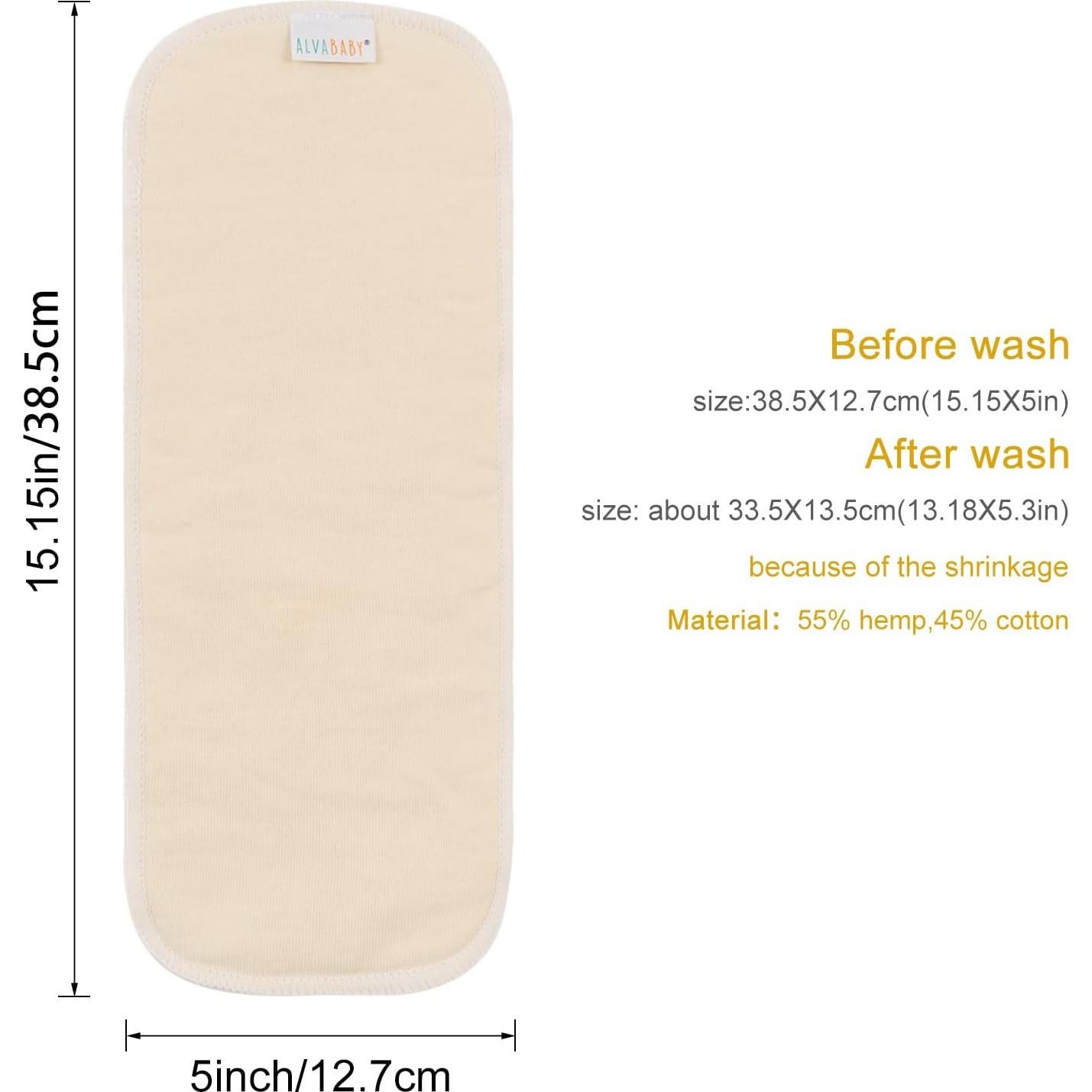 Inserciones Reutilizables Alvababy 4 Capas Cáñamo 6pcs