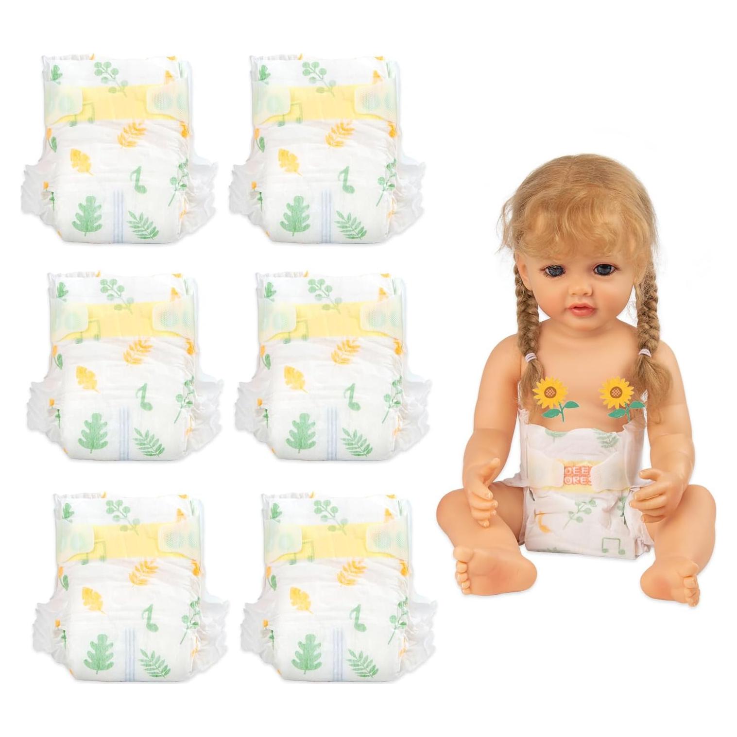 Conjunto de 6 Pañales Reutilizables para Muñecas Reborn 45-56 cm