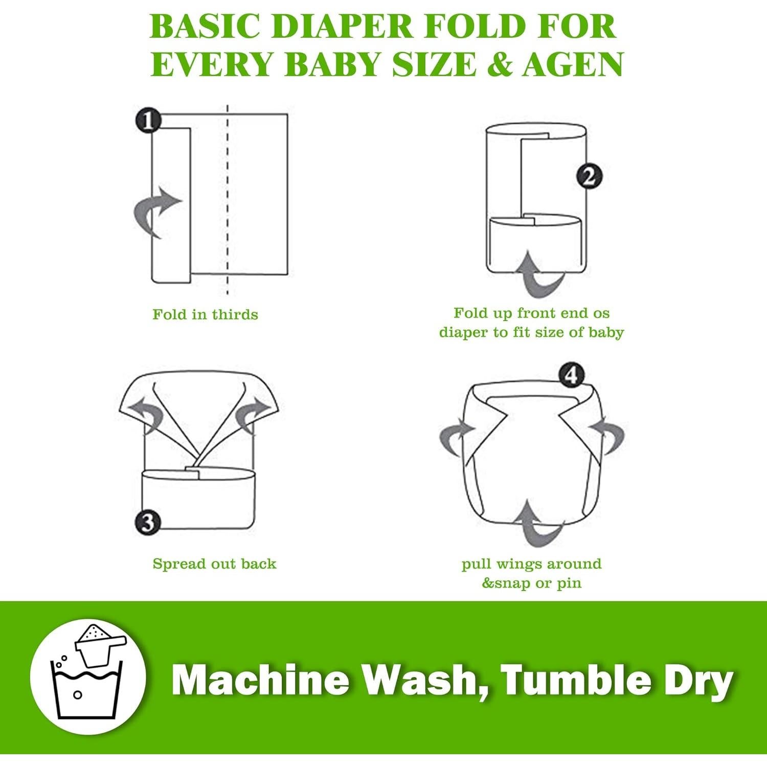 Pañales de tela prefold Fasoar 12 unidades 100% algodón