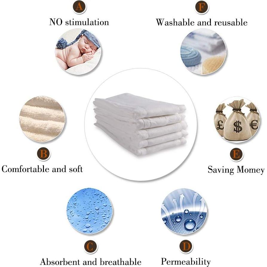 Pañales de tela prefold Fasoar 100% algodón 6 unidades