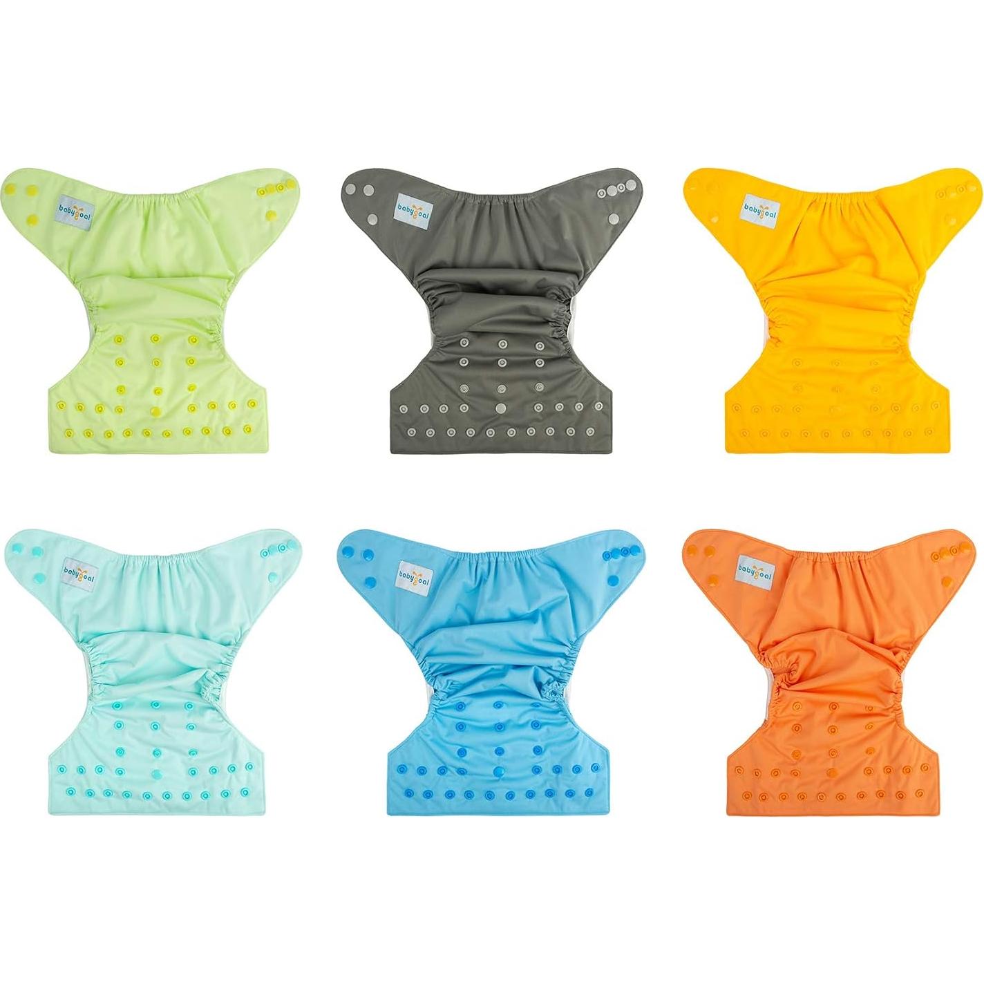 Cubiertas de Pañales de Tela Babygoal 6 Unidades Ajustables