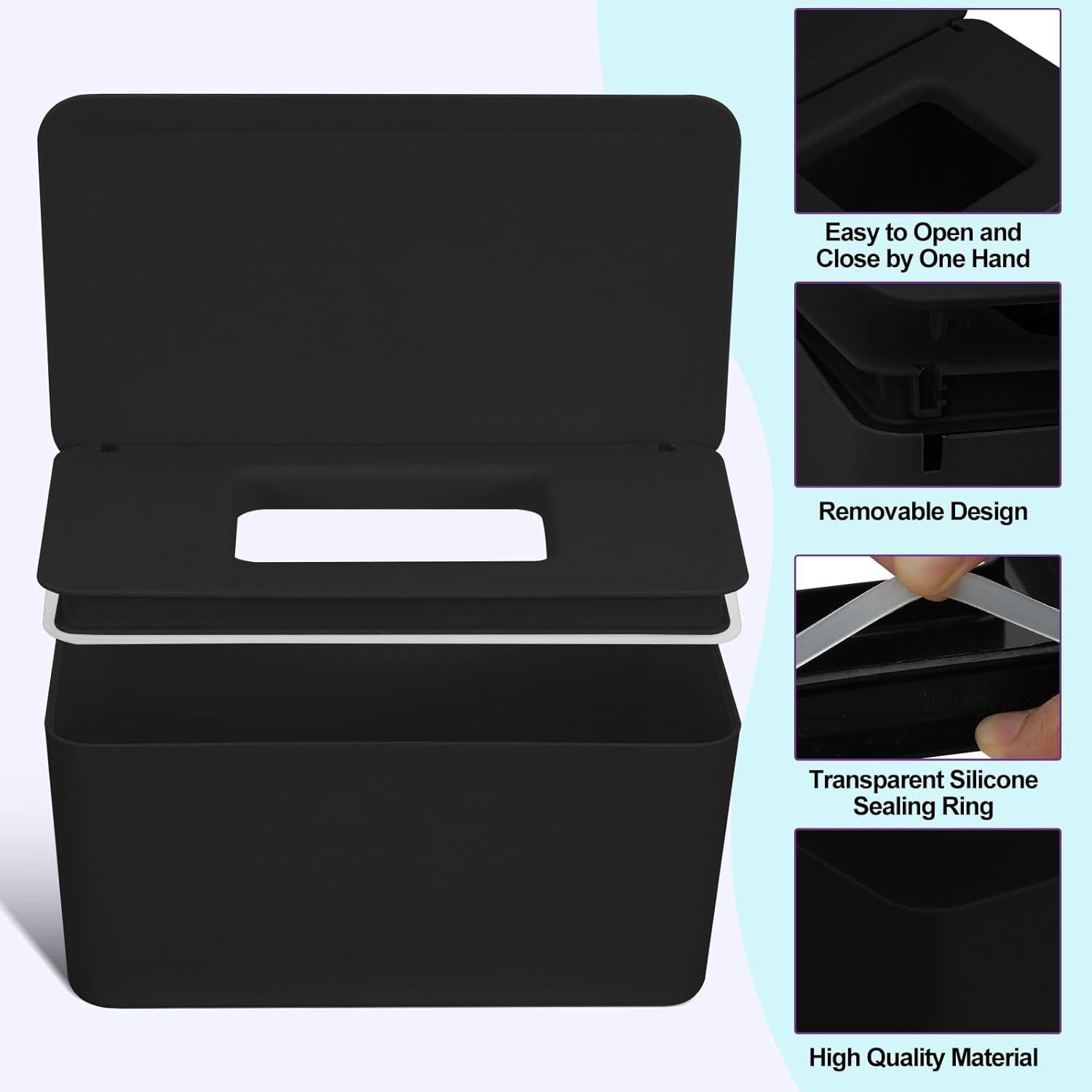 54 Toallitas de Tela Reutilizables para Bebés con Dispensador Negro