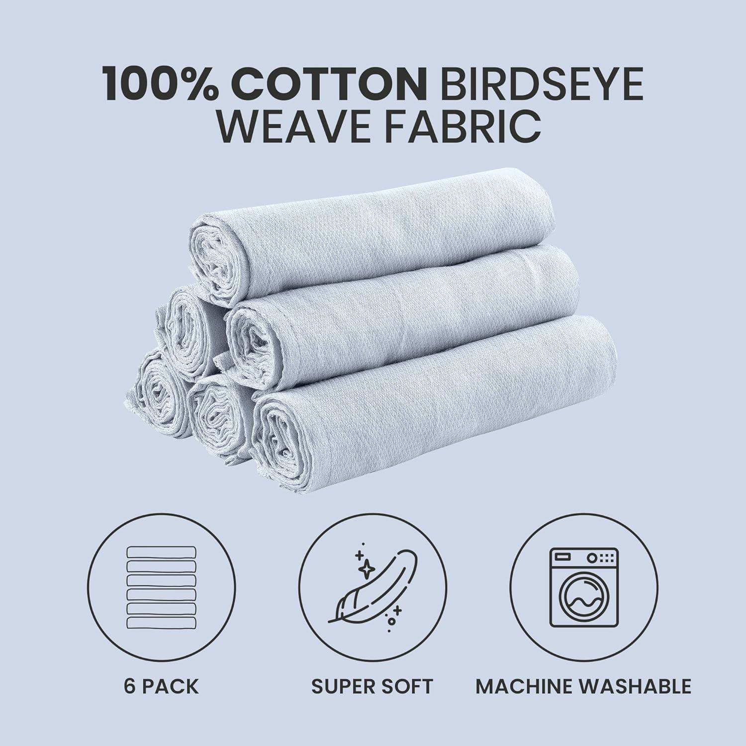 Paquete de 6 Pañales de Tela Algodón 100% Natural Little Pipers - Azul