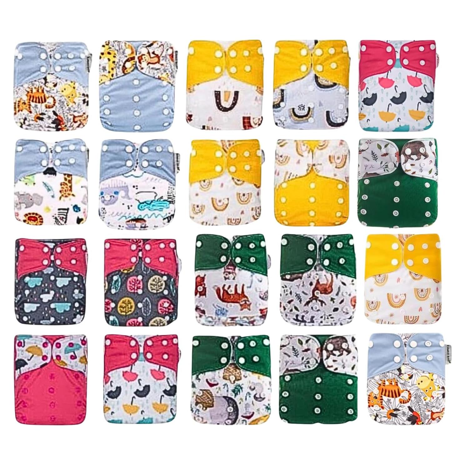 Paquete de 20 Pañales de Tela Reutilizables KaWaii Baby - Ajustables