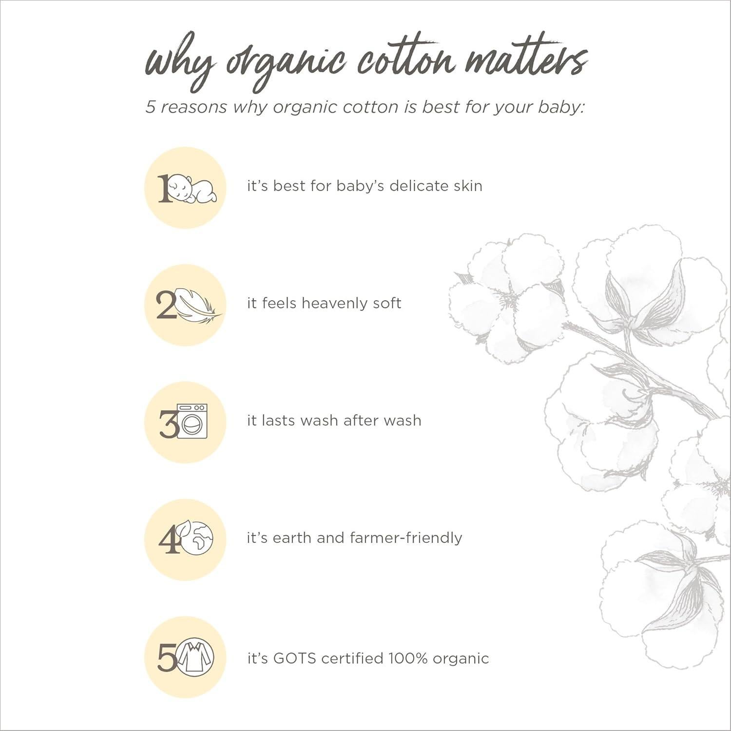 Paquete de 5 Paños de Eructo Burt's Bees 100% Algodón Orgánico