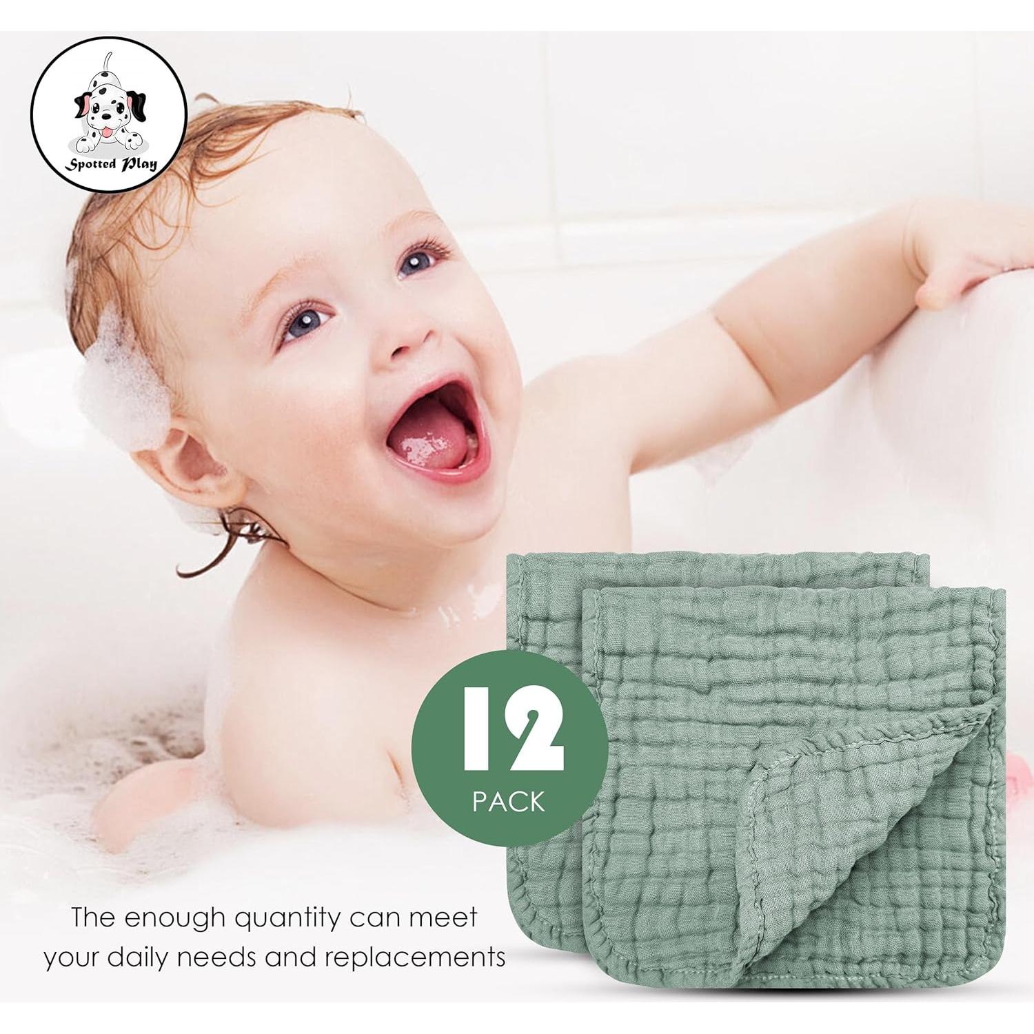 Paños de Eructo Spotted Play 100% Algodón Verde 12 Piezas