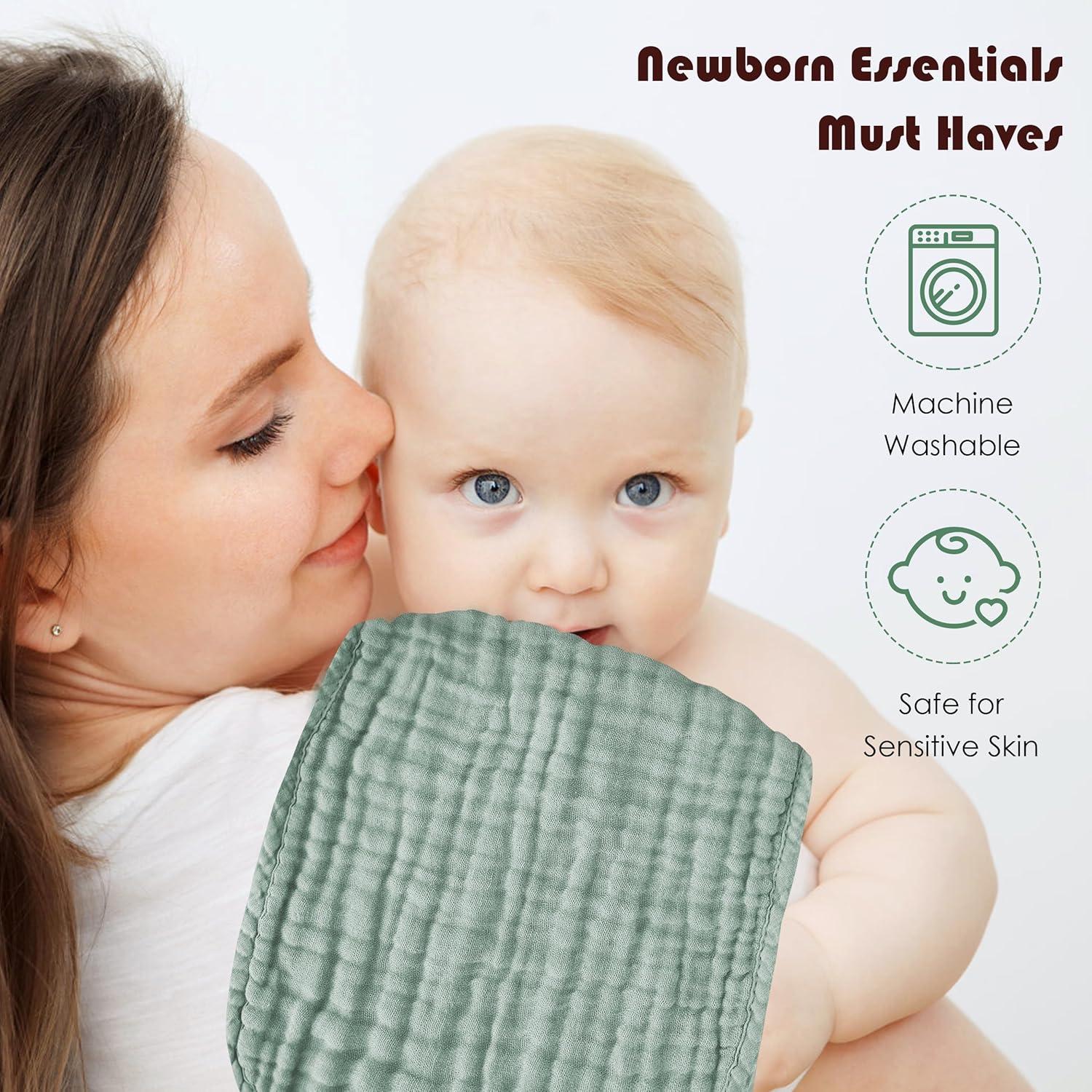 Paños de Eructo Spotted Play 100% Algodón Verde 12 Piezas