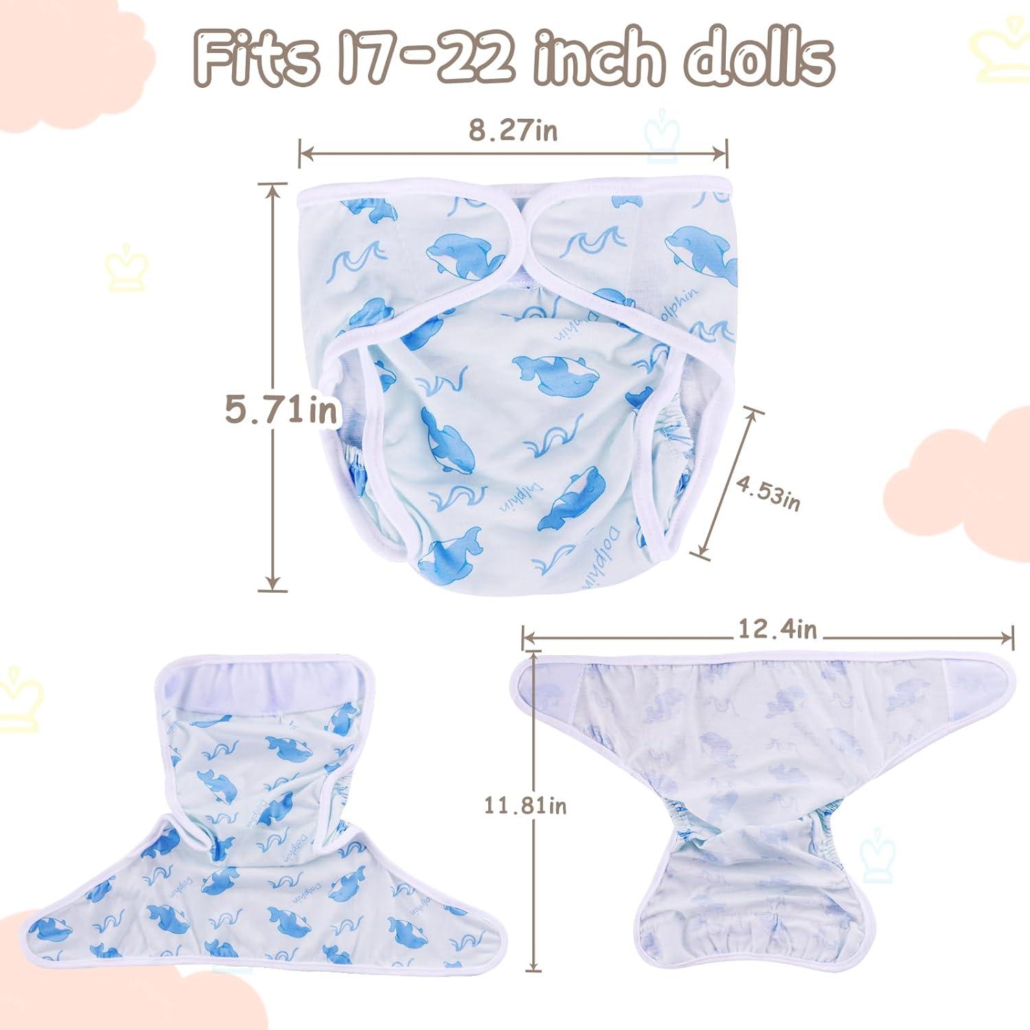 Pañales Reutilizables para Muñecas BABESIDE 4 Pcs 17-22"