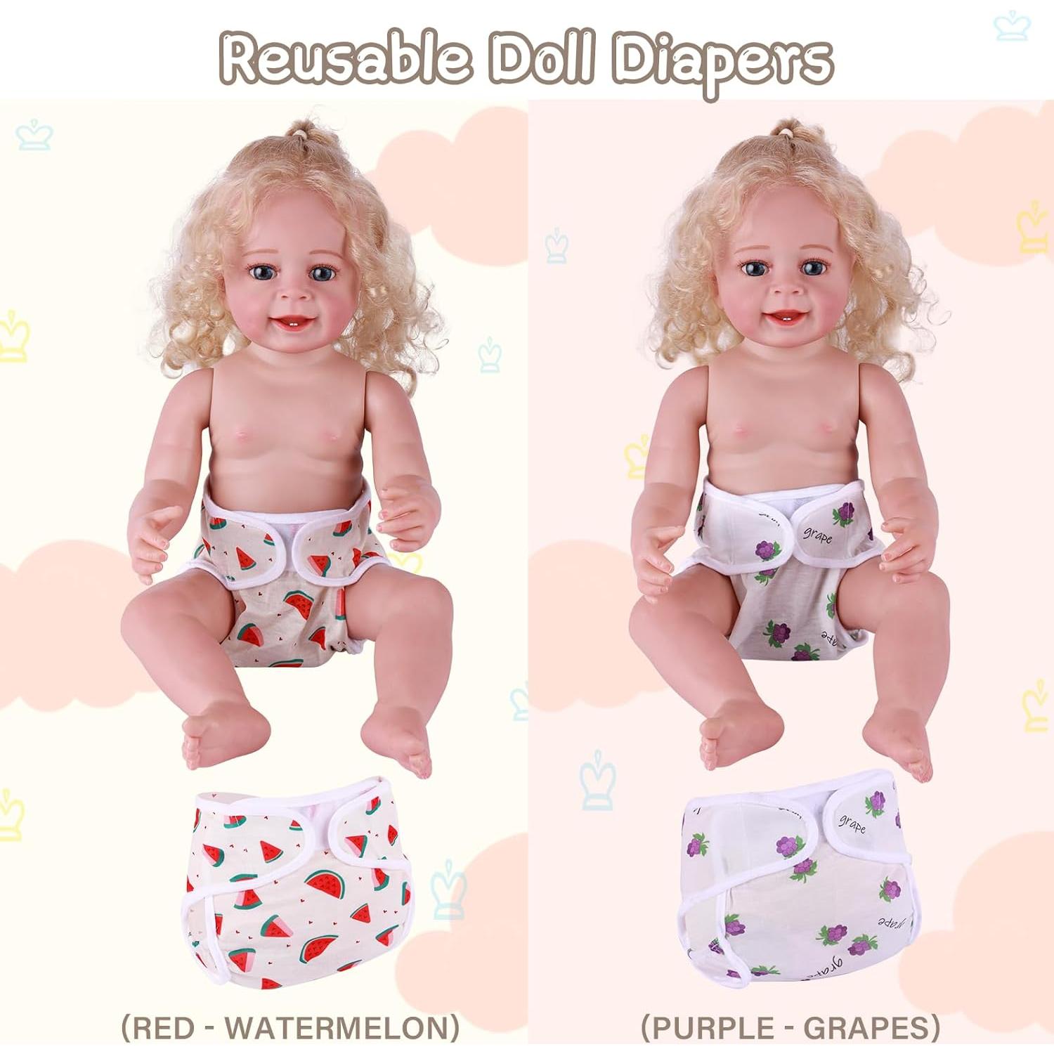 Pañales Reutilizables para Muñecas BABESIDE 4 Pcs 17-22"