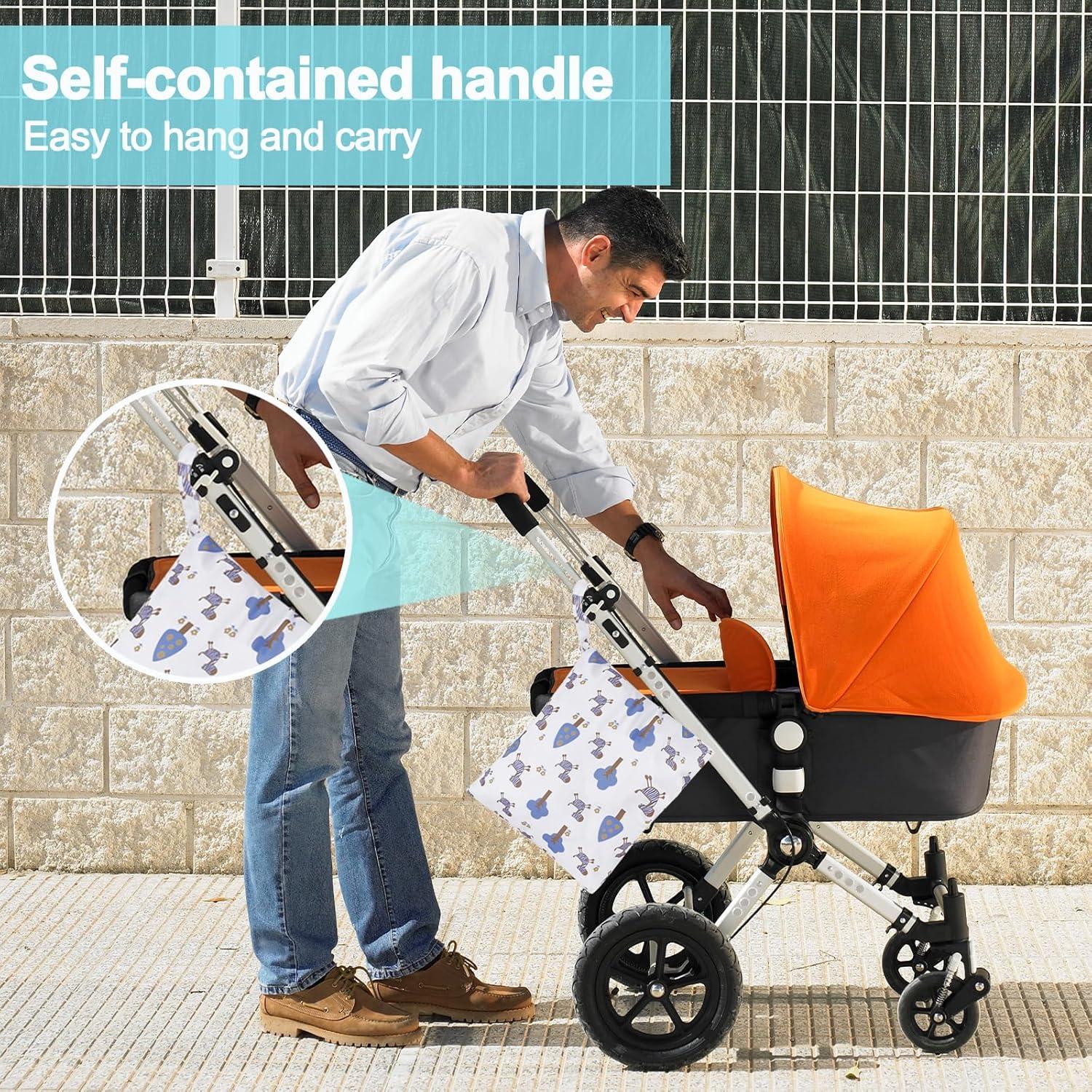 Paquete de 2 Bolsas Impermeables para Pañales de Tela 30x28cm