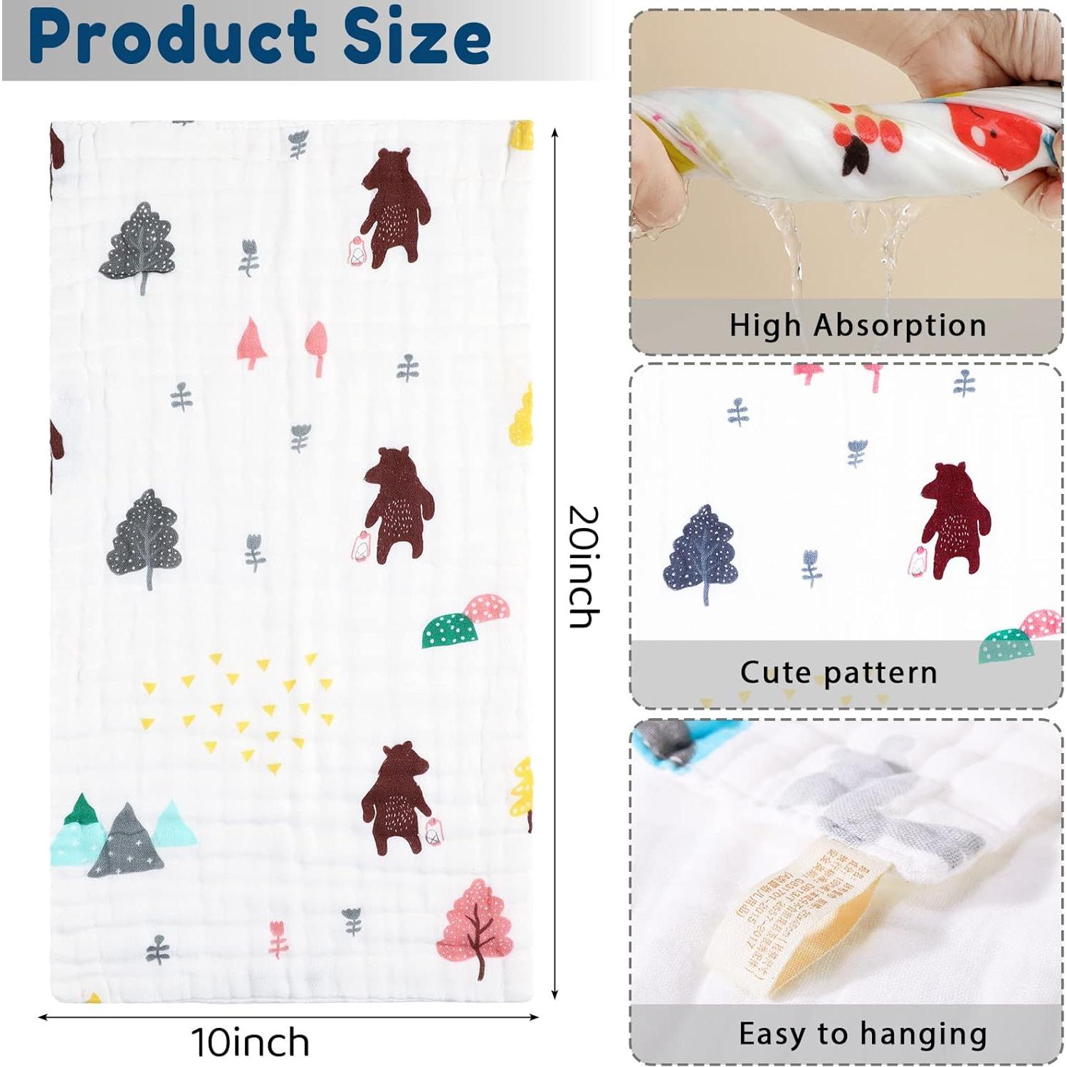 Paquete de 20 Paños de Muselina Chumia para Bebés 50.8x25.4cm