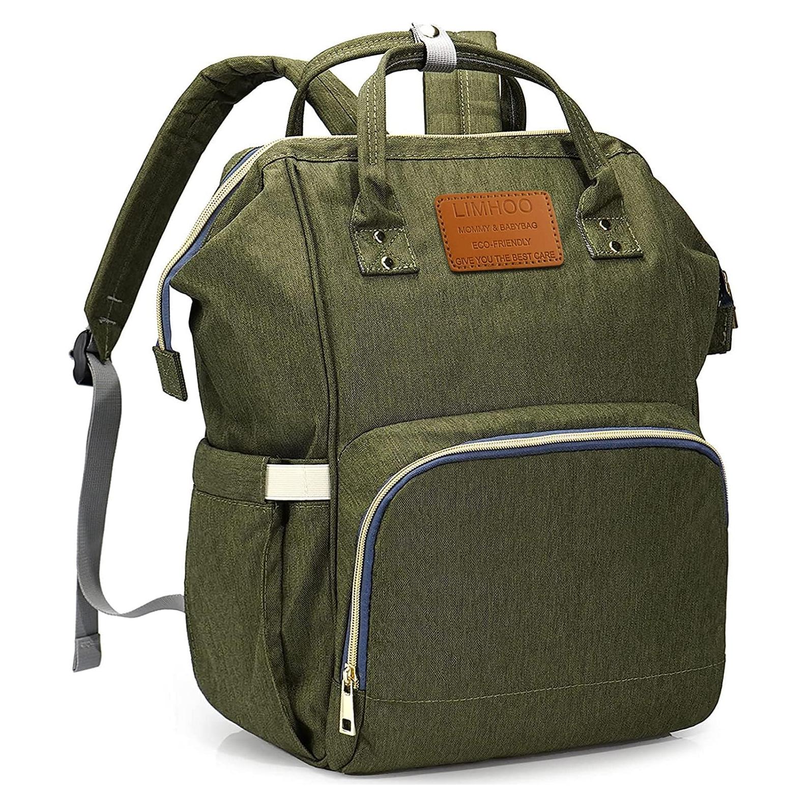 Mochila de Pañales Limhoo Verde Militar Impermeable 42x28x18 cm