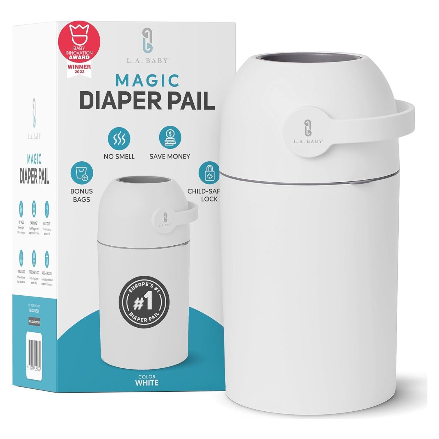 Cubo de Pañales L.A. Baby Blanco 35.2L Libre de Olores