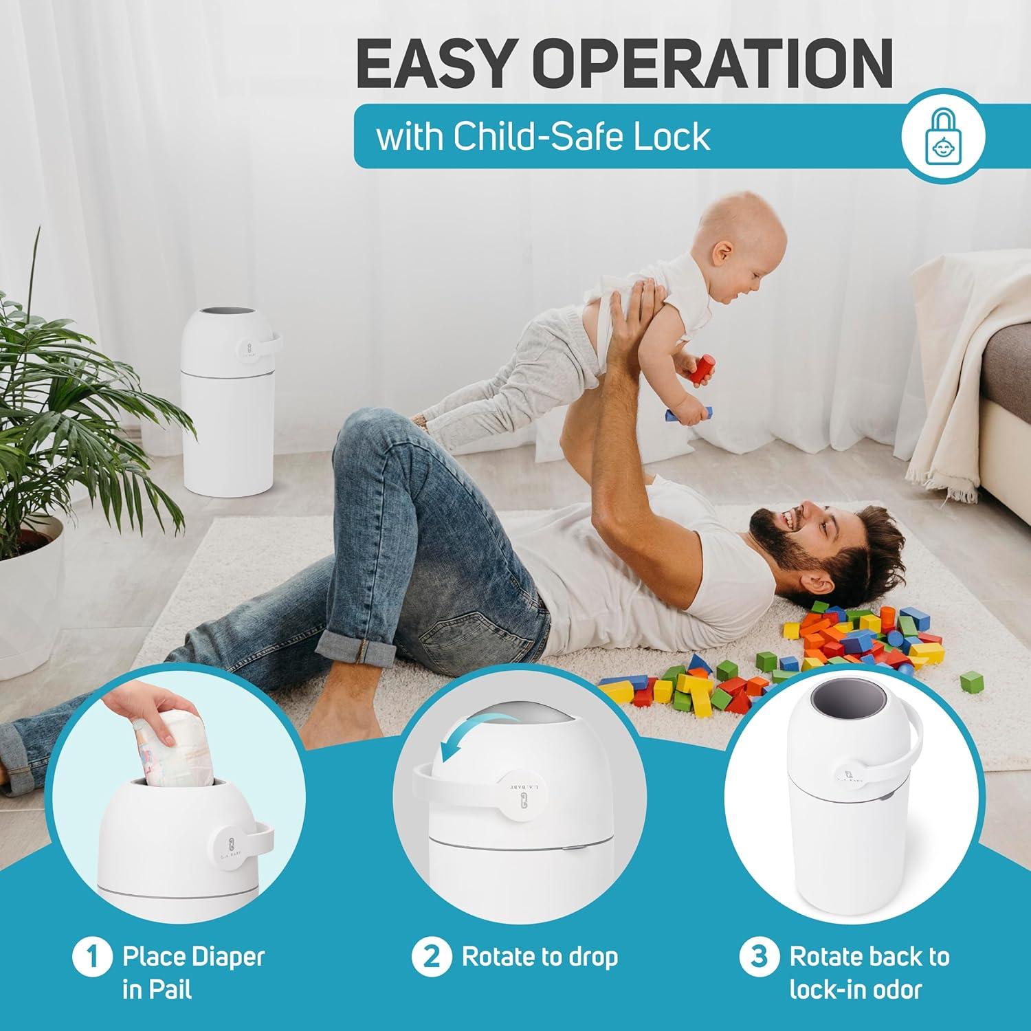 Cubo de Pañales L.A. Baby Blanco 35.2L Libre de Olores