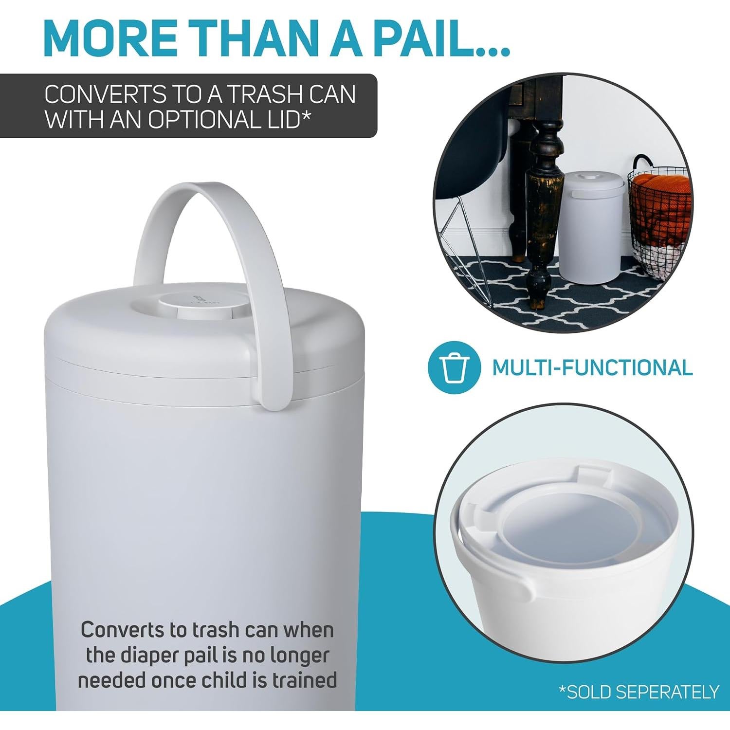 Cubo de Pañales L.A. Baby Blanco 35.2L Libre de Olores