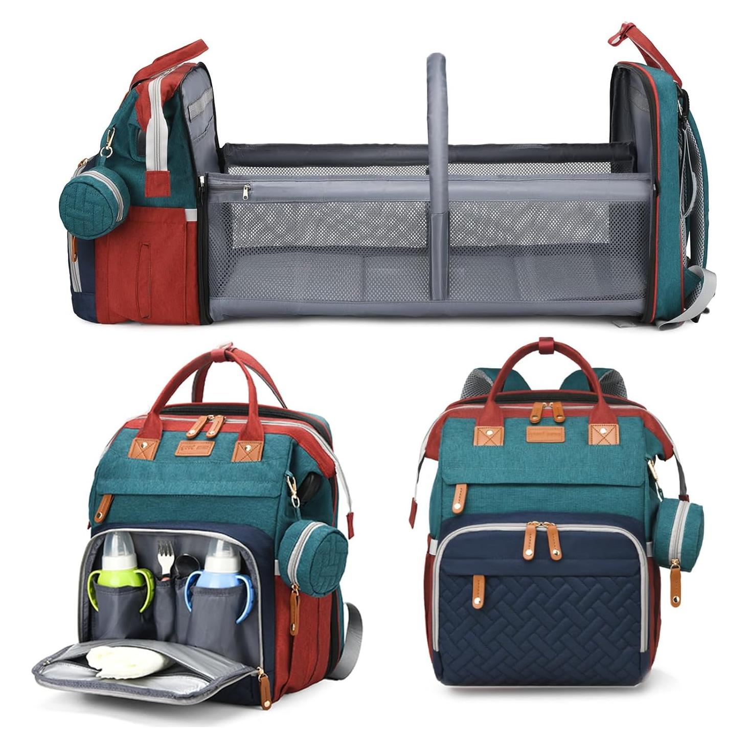 Mochila para Pañales Jeryswet Impermeable 30L USB Verde-Azul-Rojo