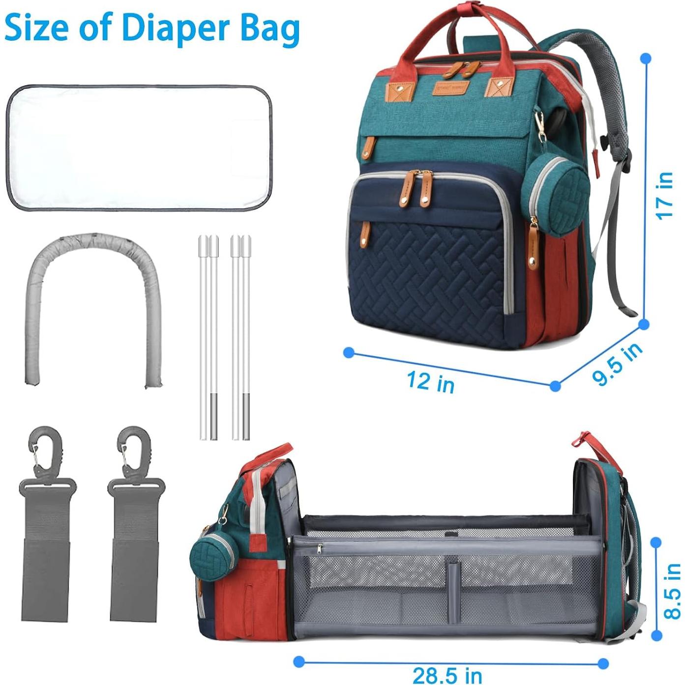 Mochila para Pañales Jeryswet Impermeable 30L USB Verde-Azul-Rojo