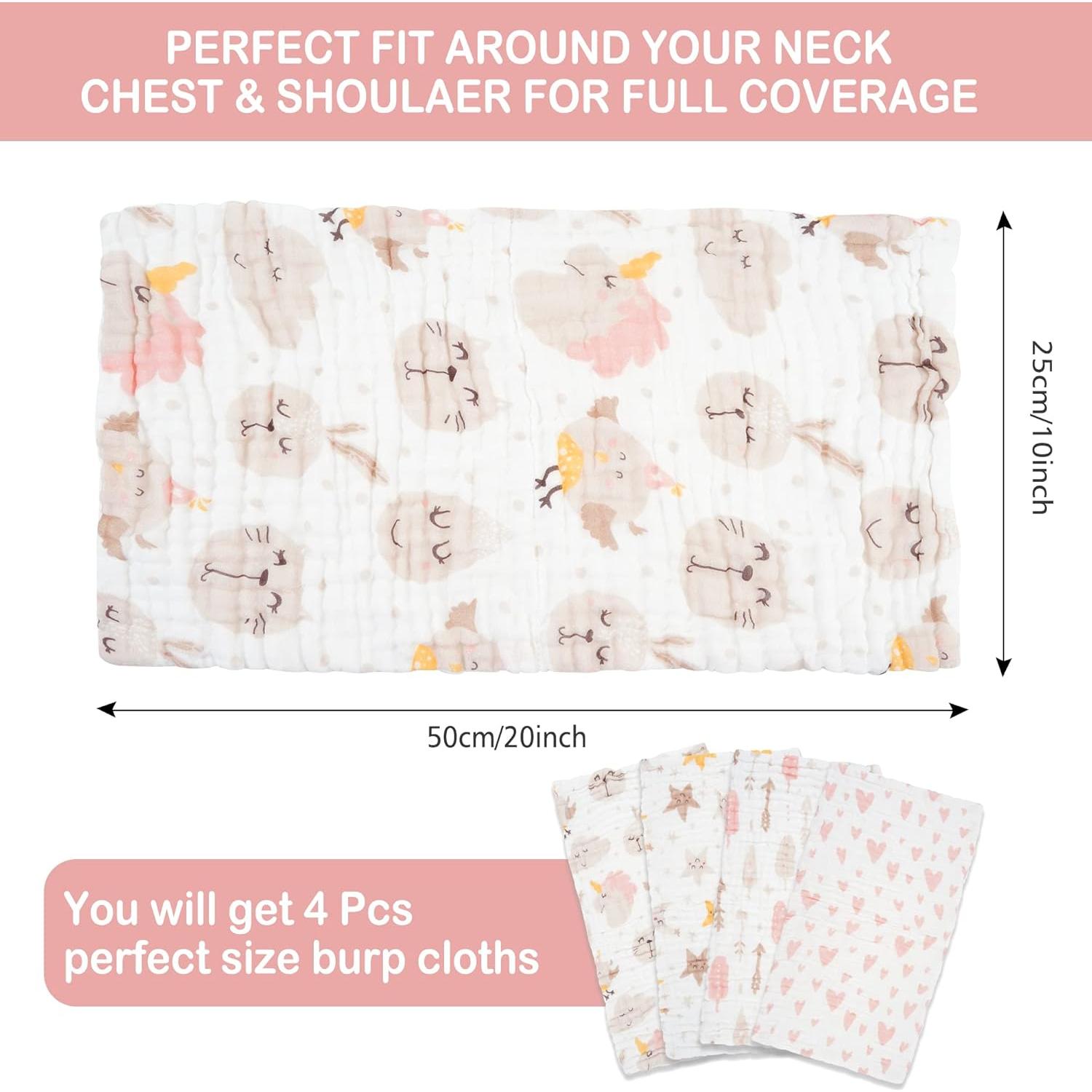 Paños de Eructo para Bebés 100% Algodón Lasonotan 4 Piezas