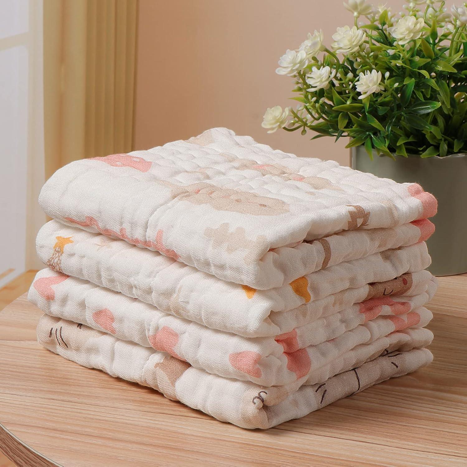 Paños de Eructo para Bebés 100% Algodón Lasonotan 4 Piezas