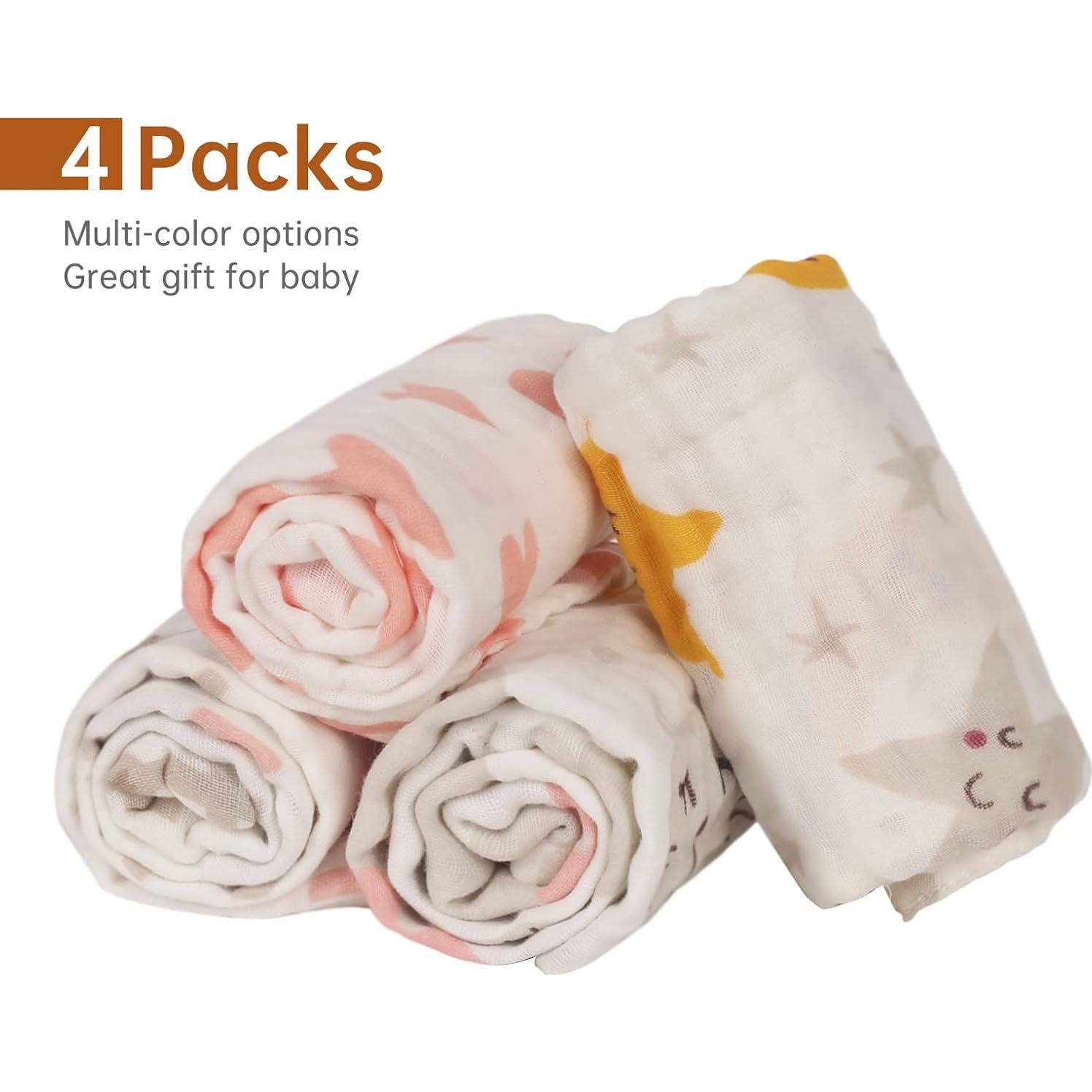 Paños de Eructo para Bebés 100% Algodón Lasonotan 4 Piezas