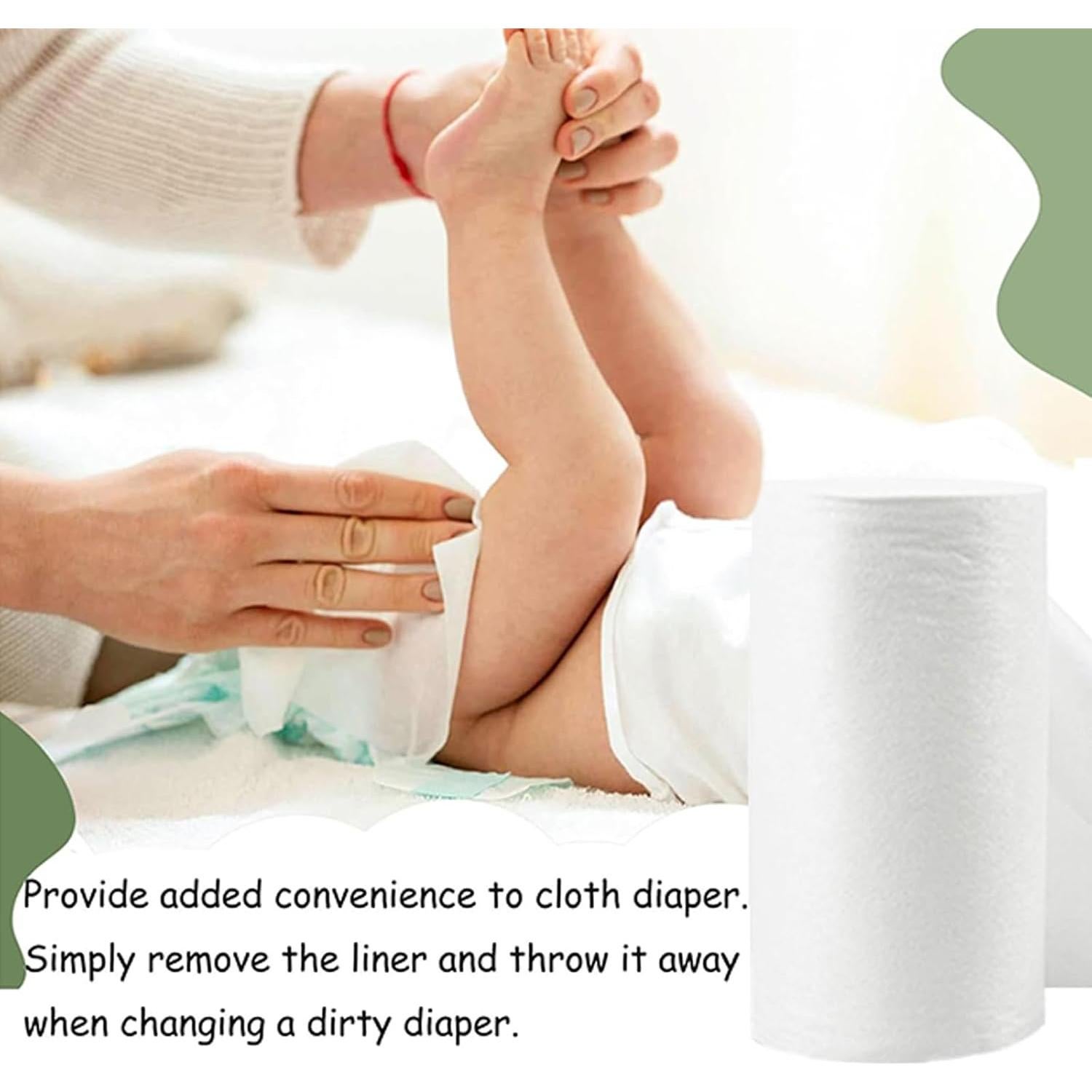 Forros Desechables para Pañales de Tela ALVABABY 100 Hojas 30x18 cm