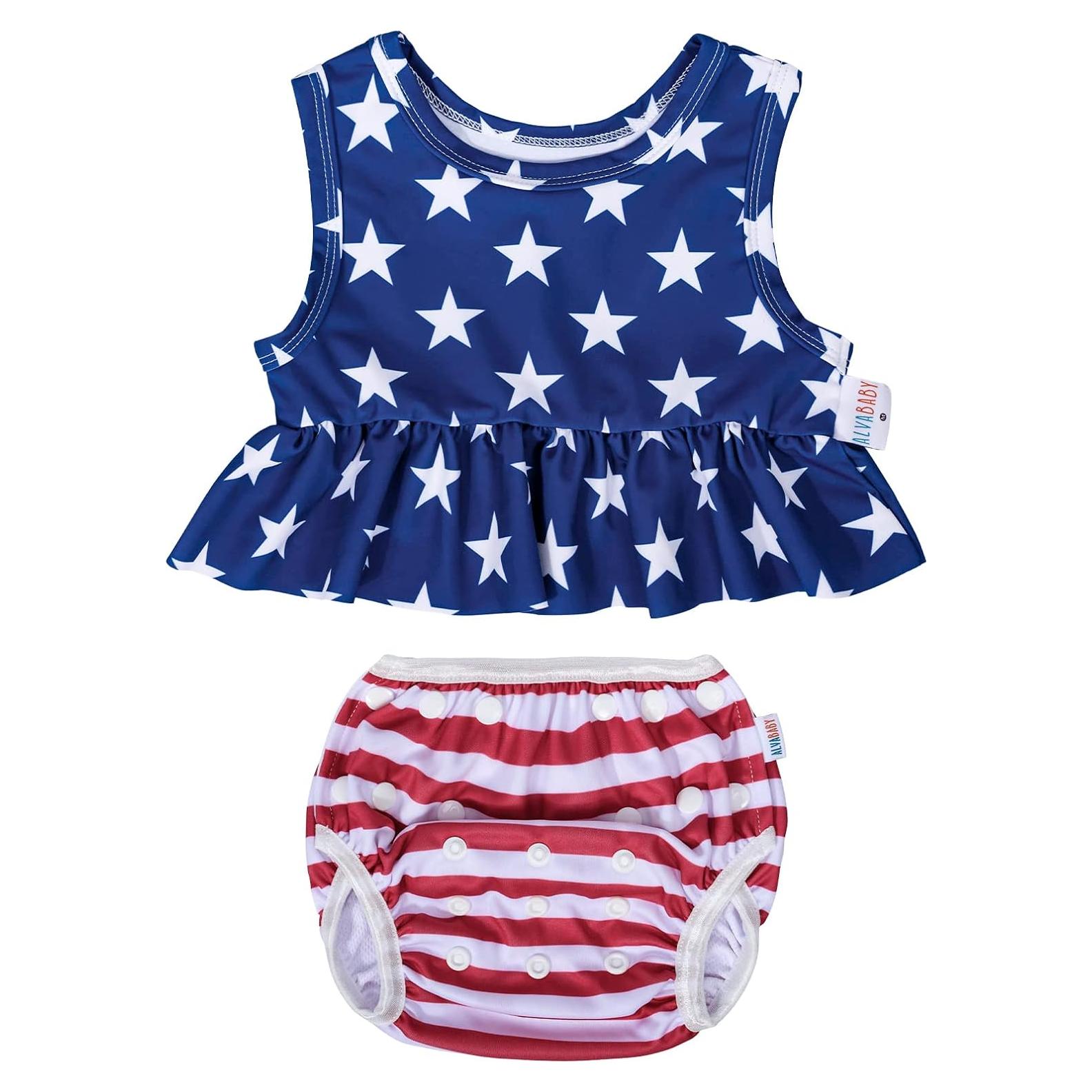 ALVABABY Traje de Baño para Niña 0-1T, Bikini Reutilizable