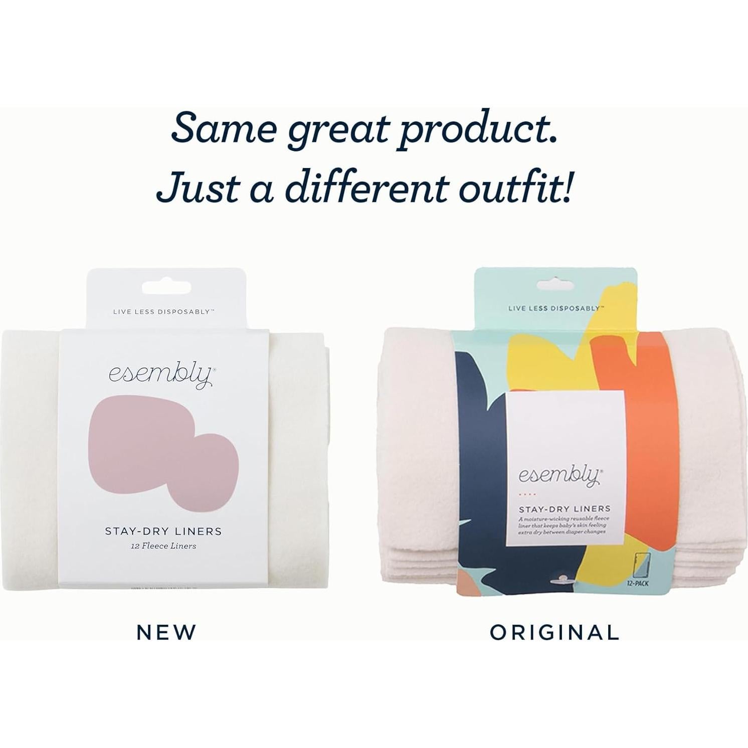 Forros de Pañal de Tela Esembly Stay-Dry, Paquete de 12