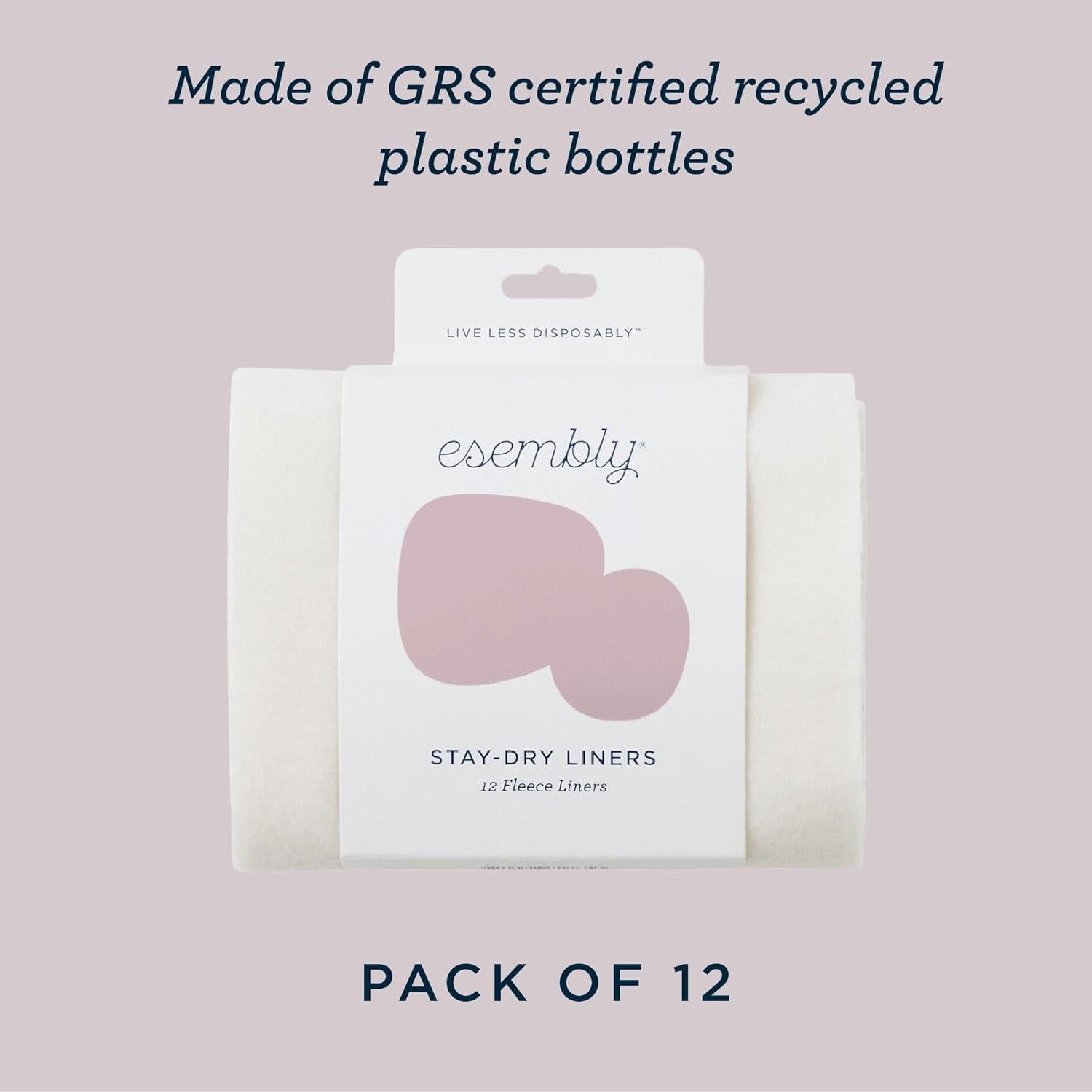 Forros de Pañal de Tela Esembly Stay-Dry, Paquete de 12