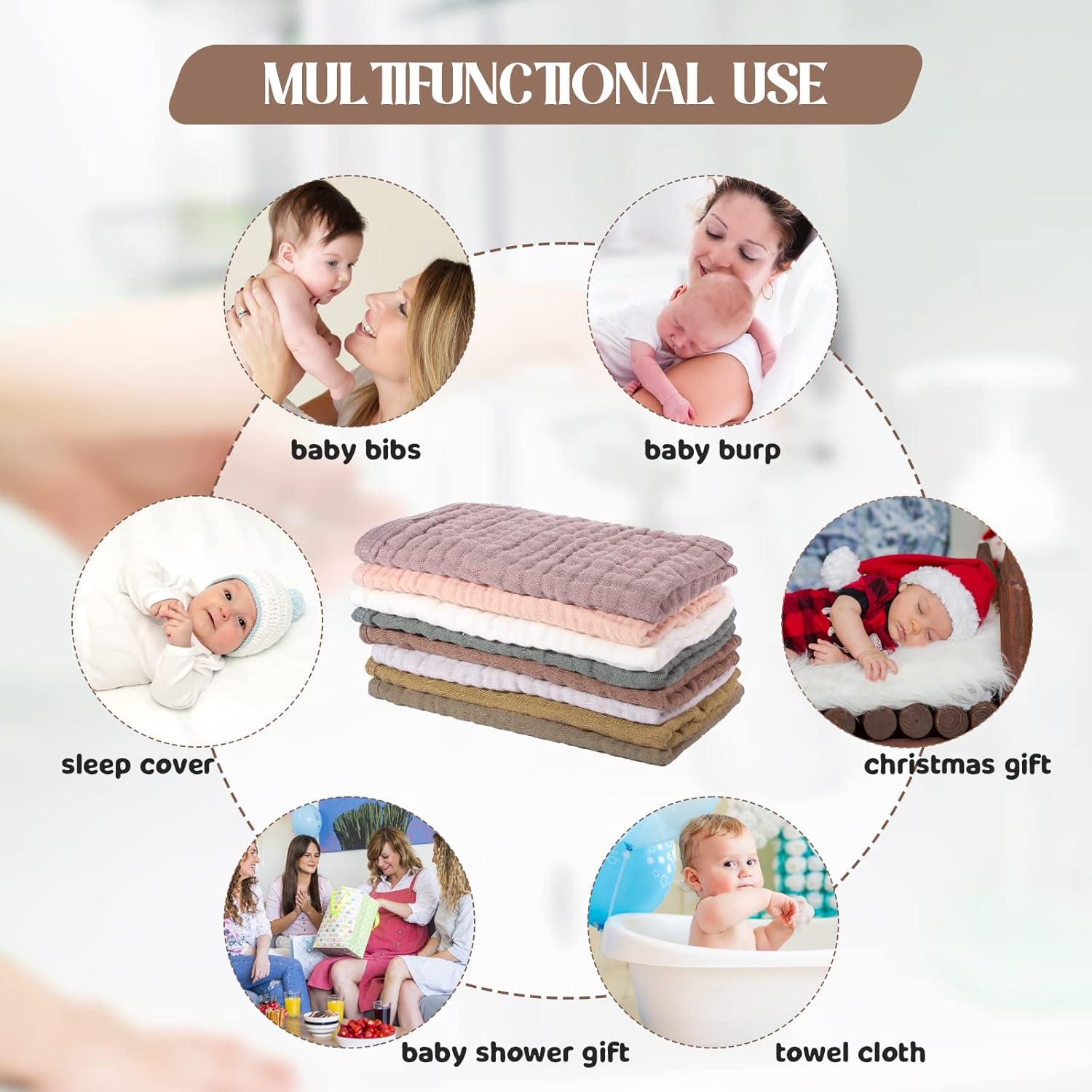 8 Paquetes de Pañales de Muselina Remagr 25x50 cm Algodón