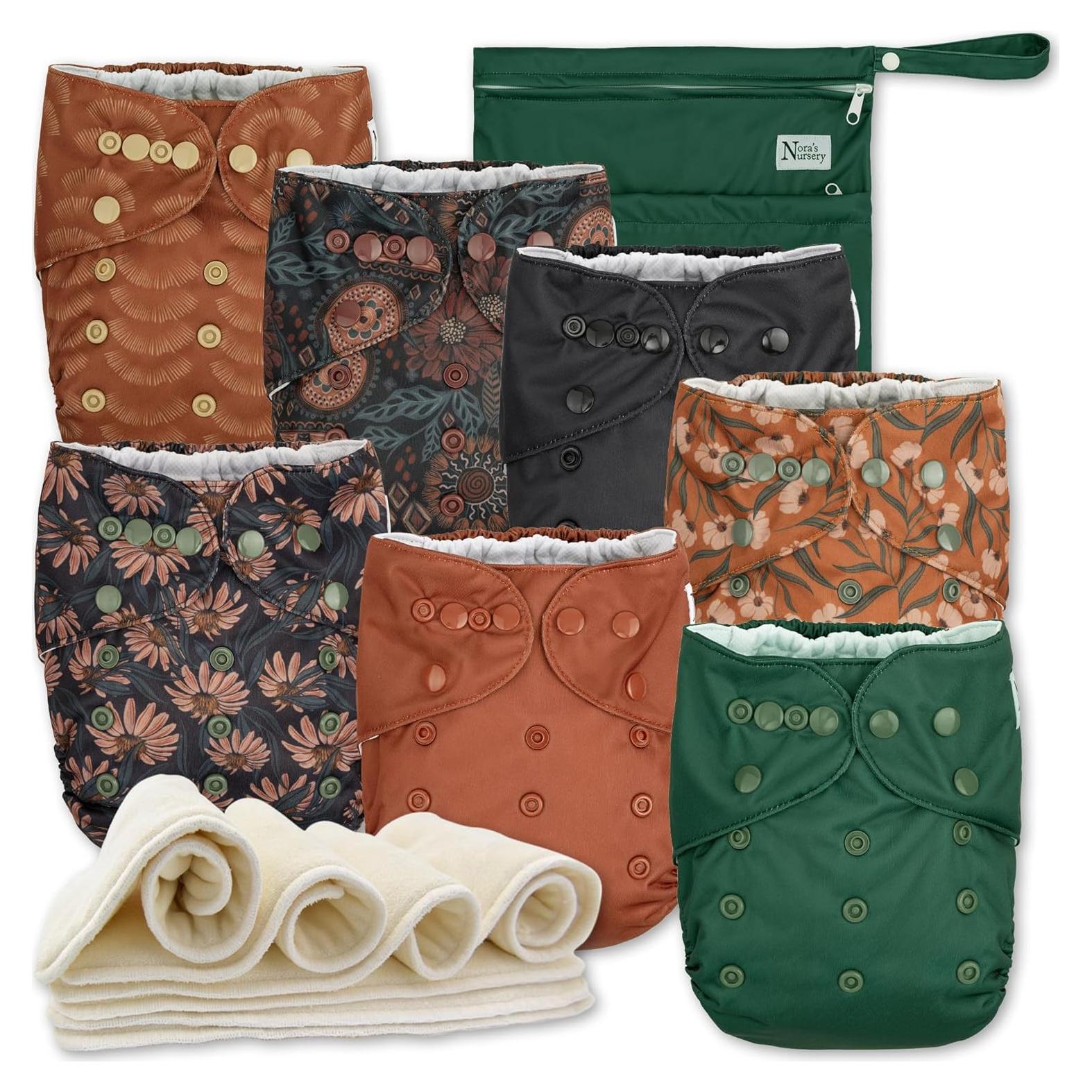Paquete de 7 Pañales de Tela Nora's Nursery - Talla Única, Dahlia