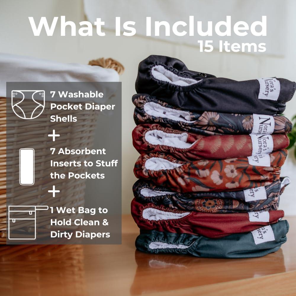 Paquete de 7 Pañales de Tela Nora's Nursery - Talla Única, Dahlia