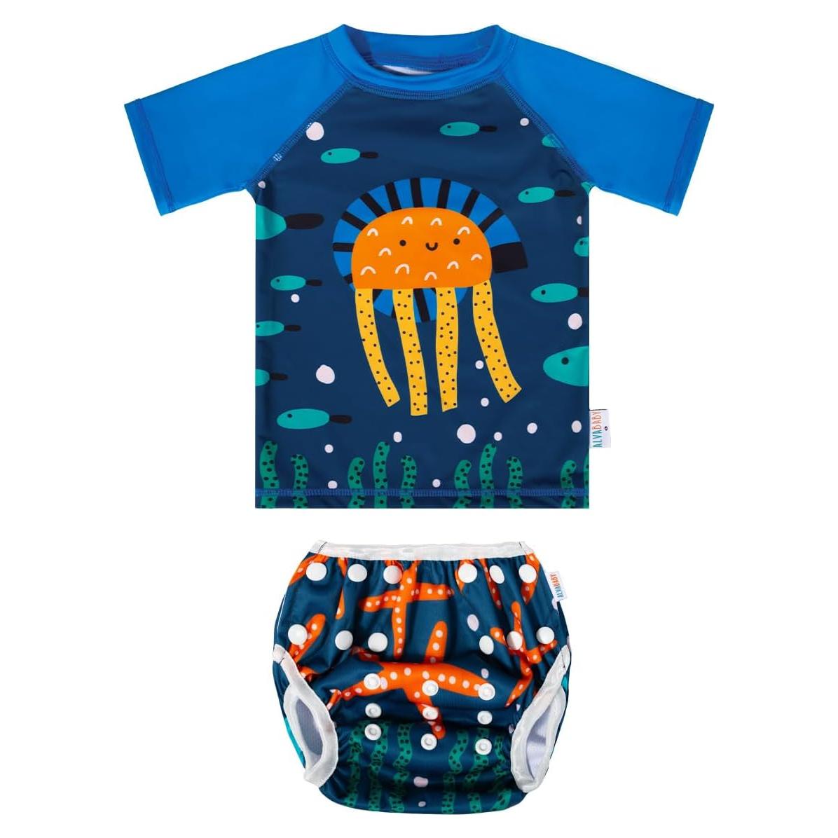 ALVABABY Traje de Baño 2 Piezas para Bebés 0-1T Medusa