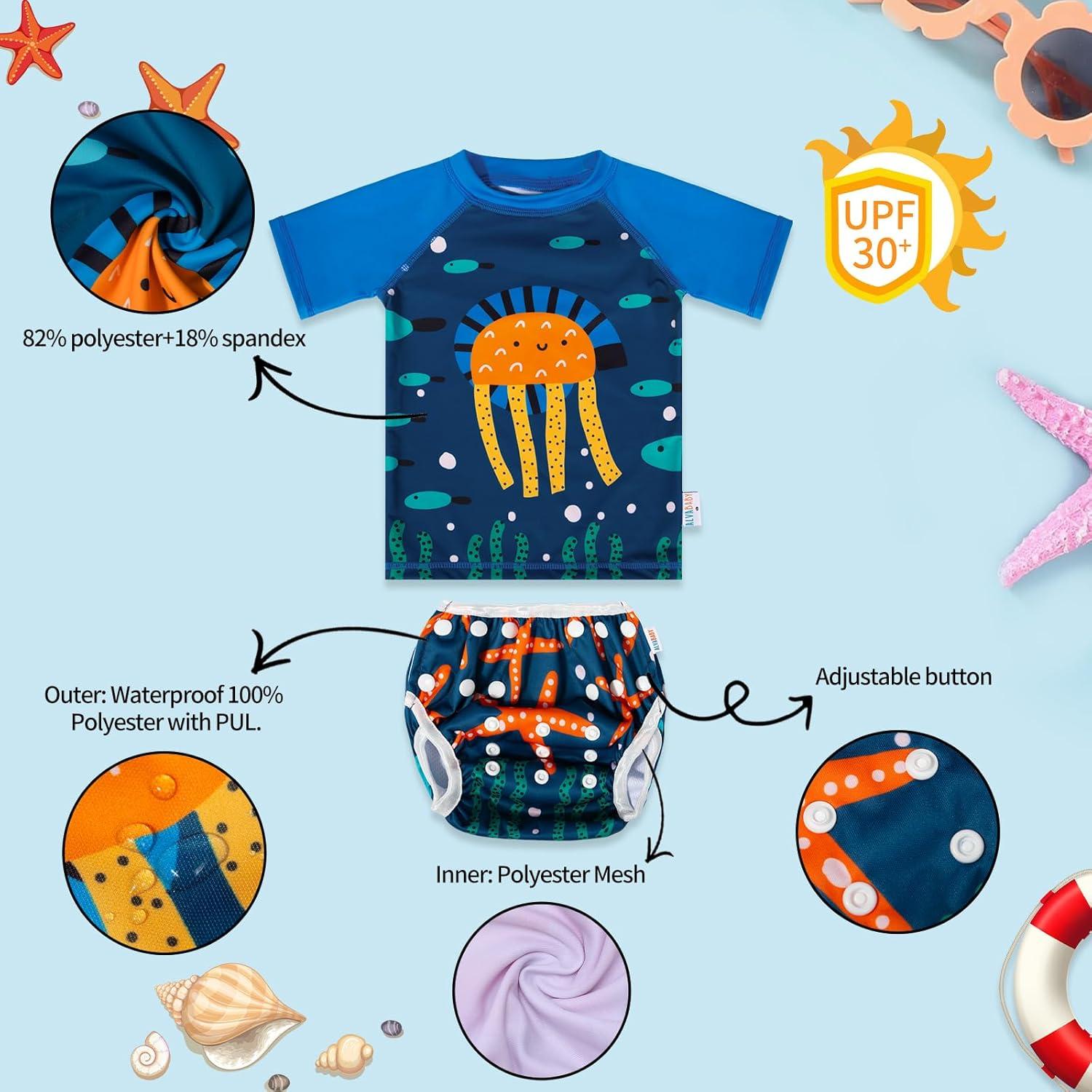 ALVABABY Traje de Baño 2 Piezas para Bebés 0-1T Medusa