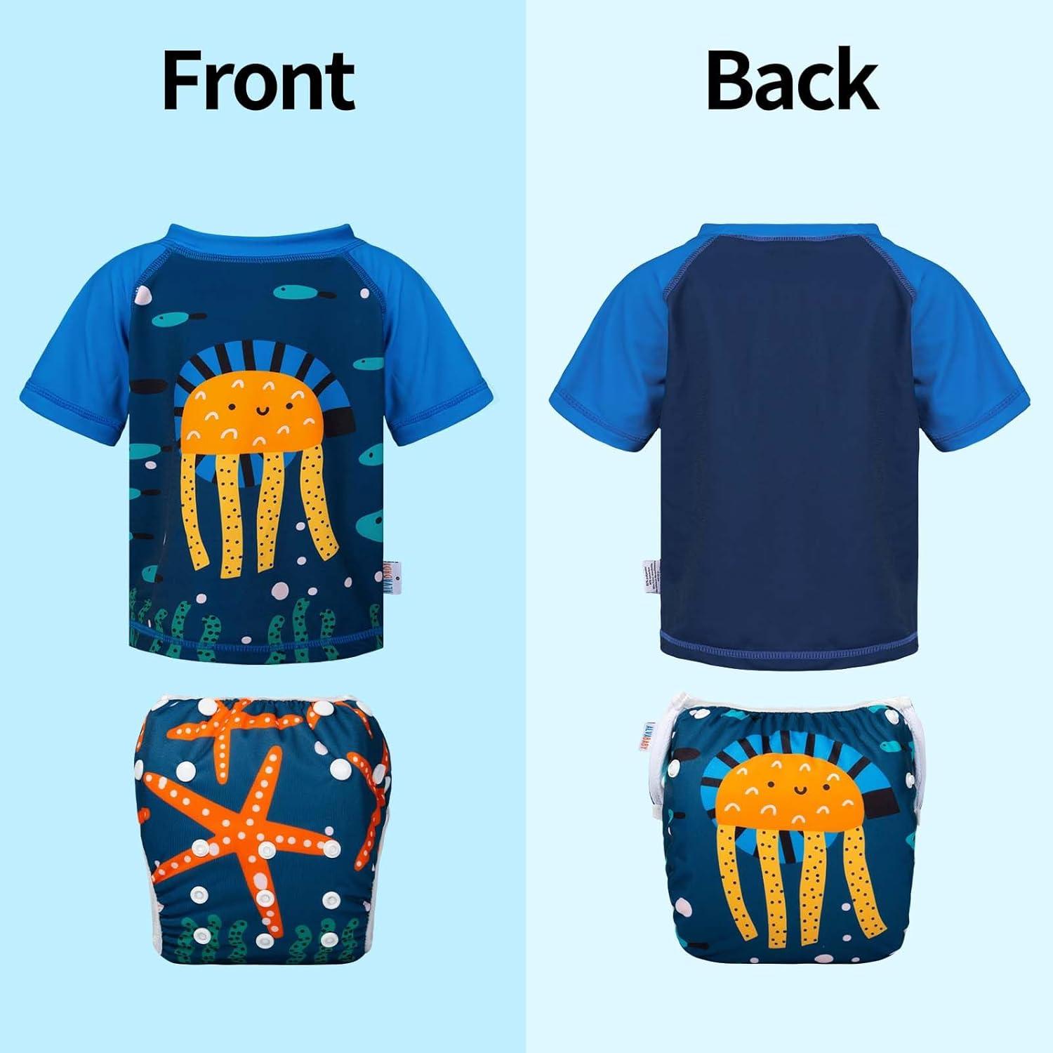 ALVABABY Traje de Baño 2 Piezas para Bebés 0-1T Medusa