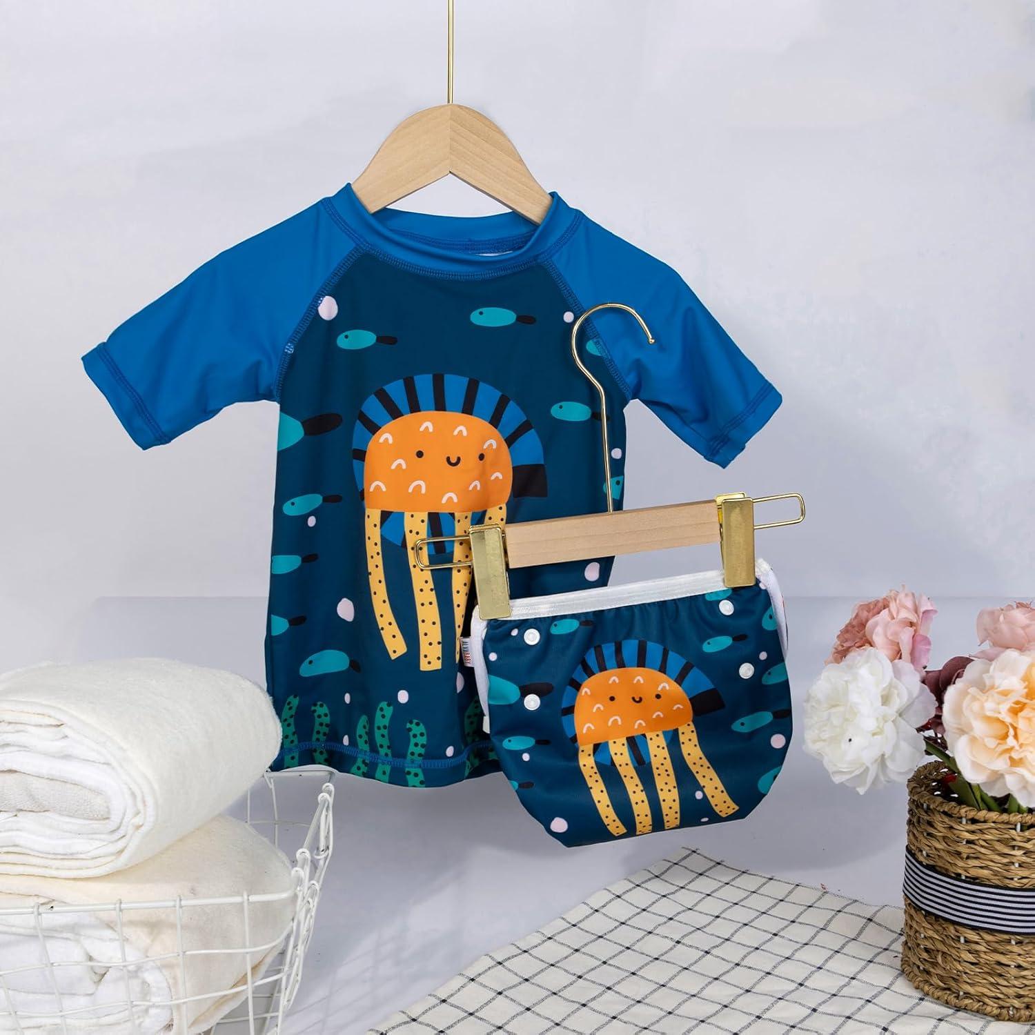 ALVABABY Traje de Baño 2 Piezas para Bebés 0-1T Medusa