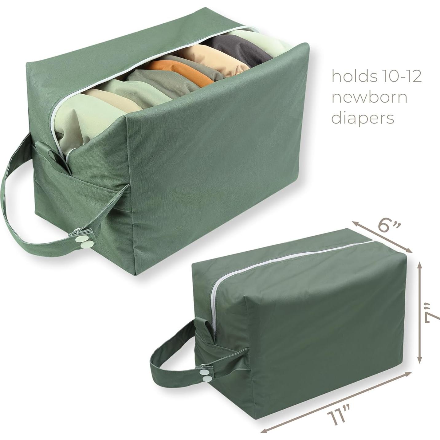 Paquete de 14 Pañales de Tela Todo en Uno Nora - Verde Pino