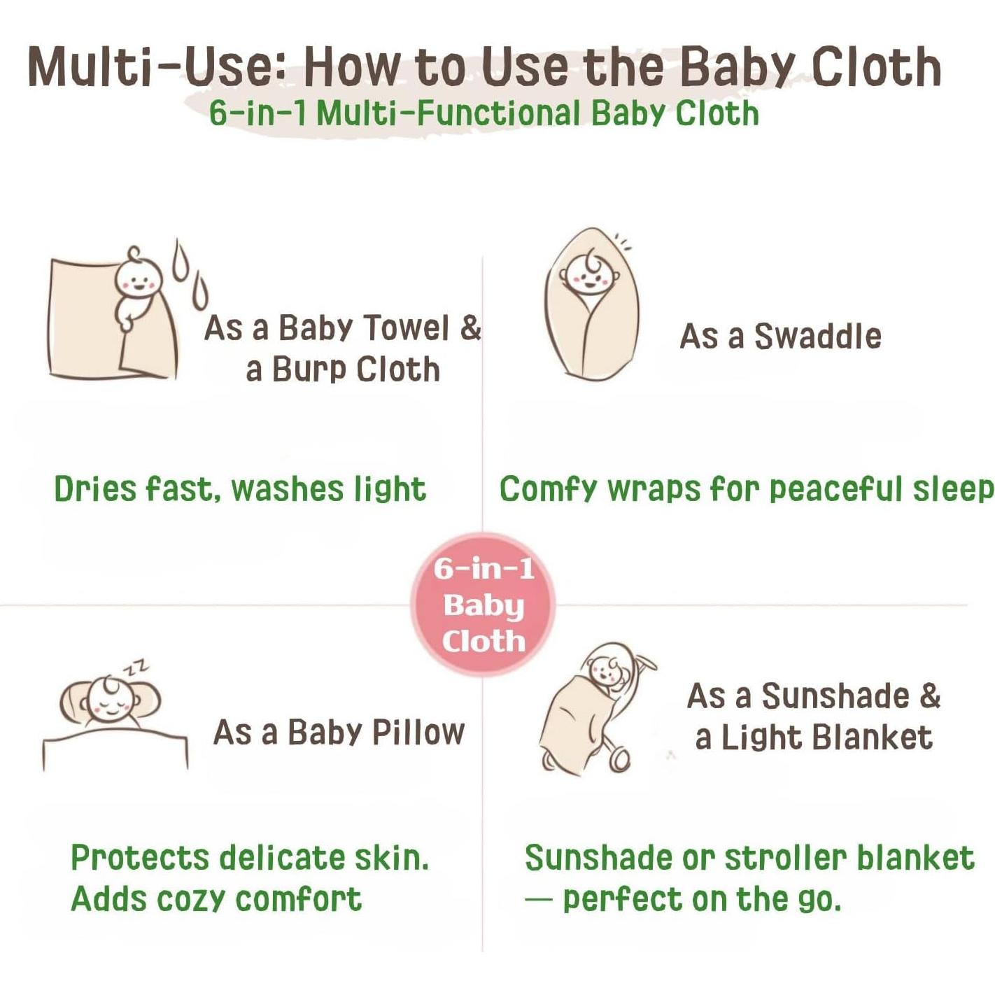 Paquete de 5 Paños de Gasa Orgánica Babyan - Algodón Ecológico