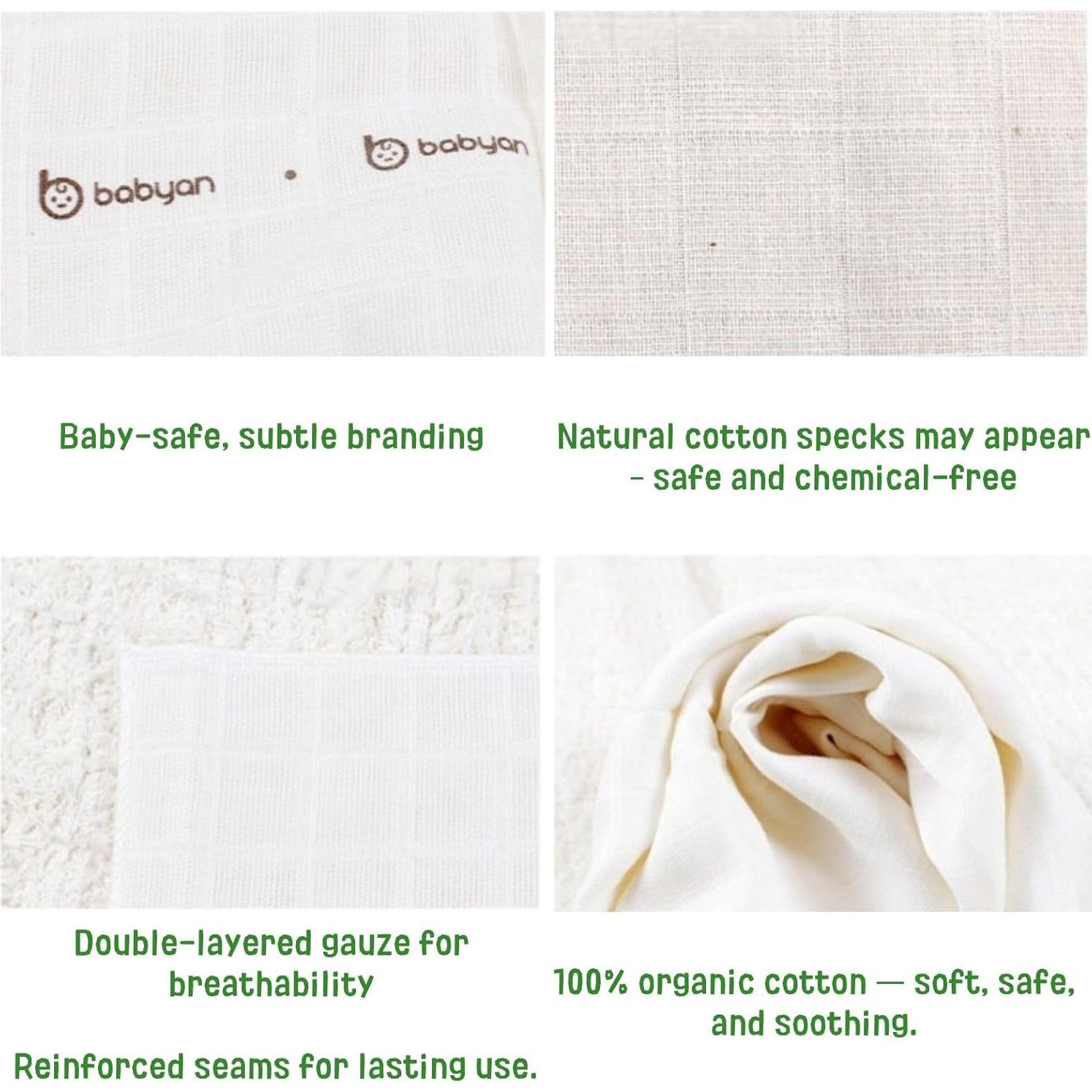 Paquete de 5 Paños de Gasa Orgánica Babyan - Algodón Ecológico