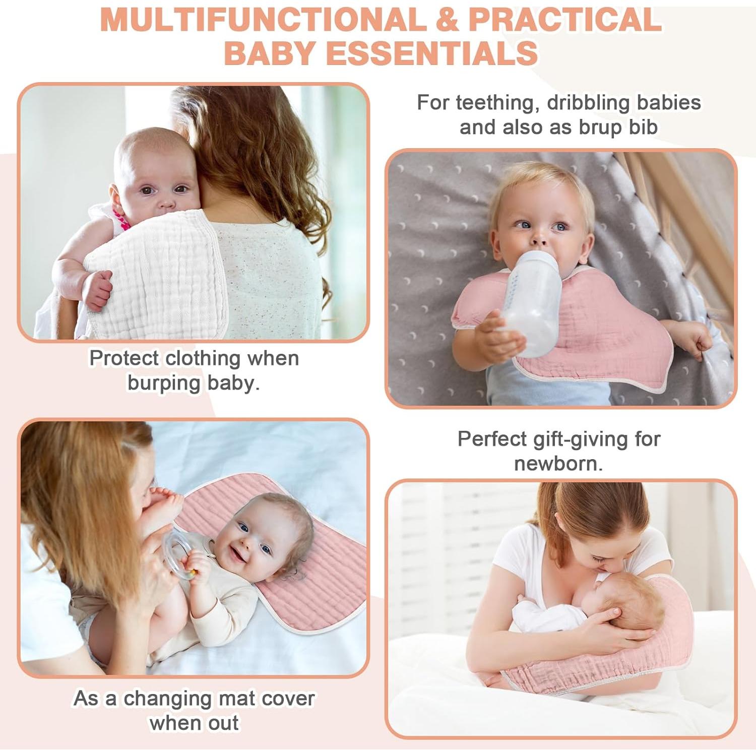 Paños de Eructo MUKIN para Bebés 6 Piezas Ultra Suaves 50x25 cm