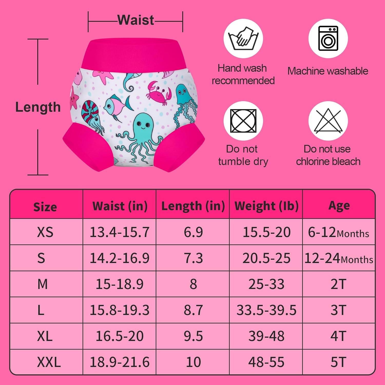 Pañales de Natación Reutilizables BIG ELEPHANT 3pcs 12-24 Meses