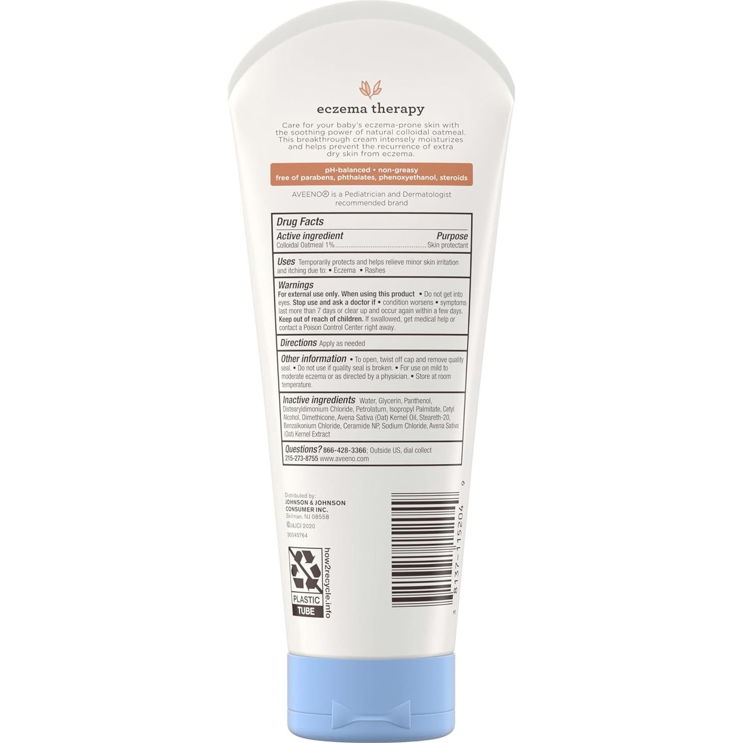 Crema Hidratante para Eccema Aveeno Baby 207 g Avena Coloidal