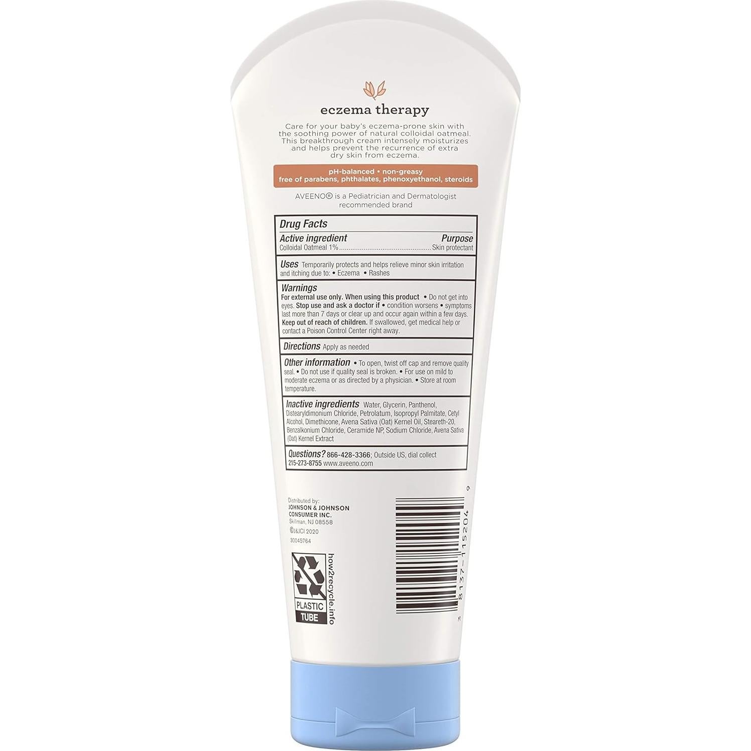 Crema Hidratante para Eccema Aveeno Baby 207 g Avena Coloidal